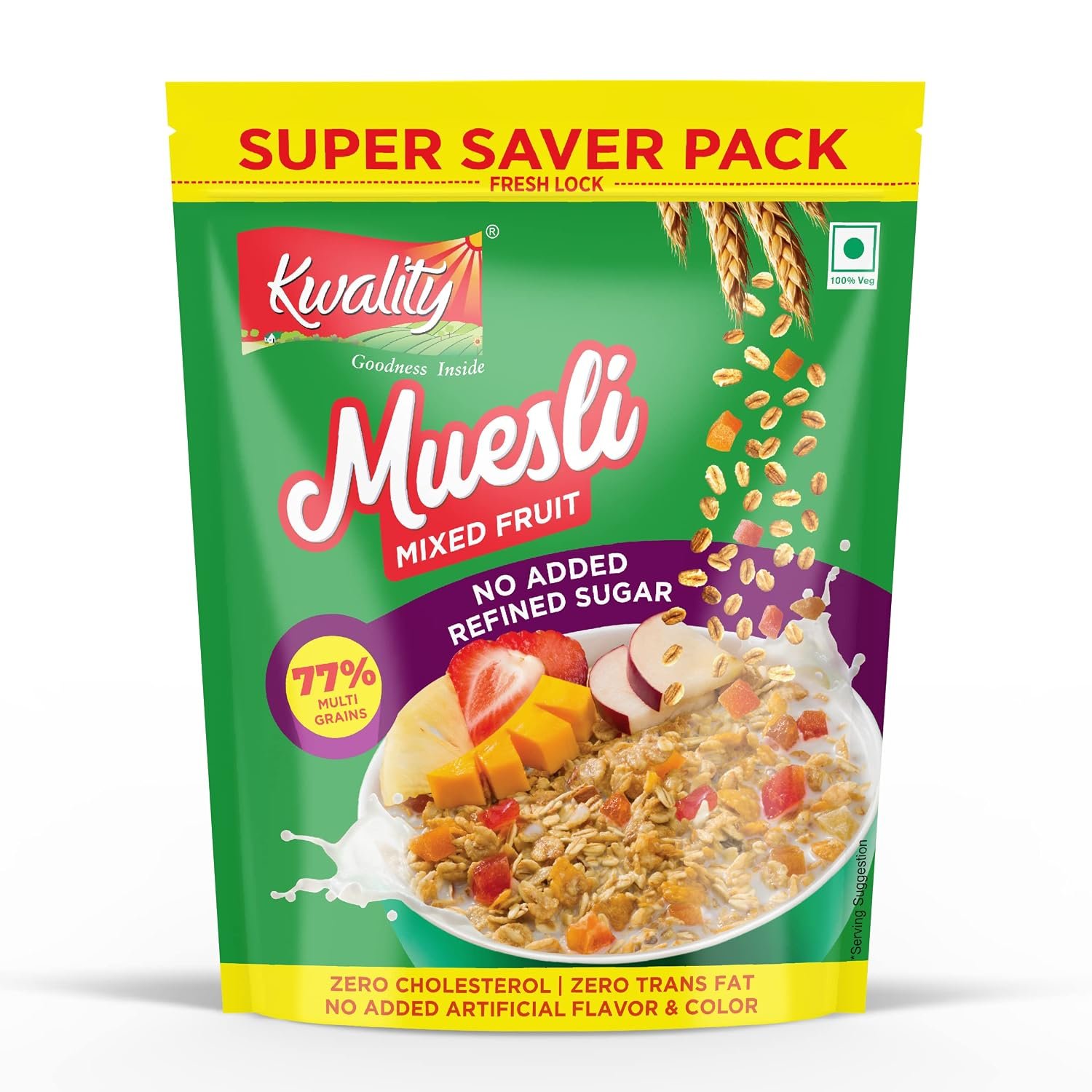 Kwality Muesli Mixed Fruit Super Saver Pack 700 G | Mixed Fruit | Zero Cholesterol & Trans Fat | No Added Refined Sugar | Healthy Food & Breakfast Cereal