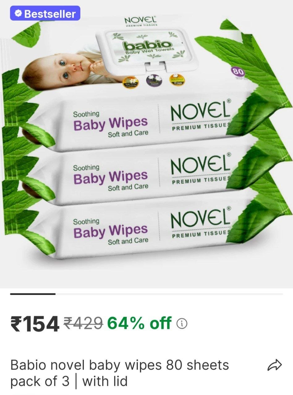 babio NOVEL Baby Wipes 80 Sheets pack of 3 | with Lid Price in India - Buy babio NOVEL Baby Wipes 80 Sheets pack of 3 | with Lid online at Shopsy.in