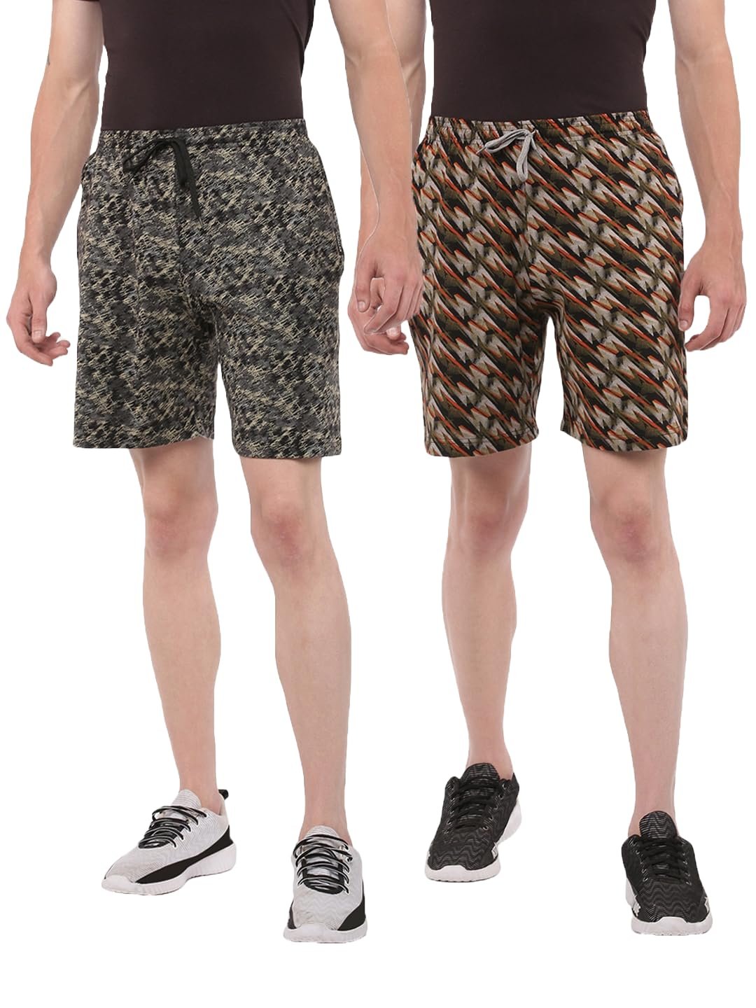Dollar Solid Men's Shorts | All-Over Print | One Side Zipper Pocket with Label Branding | Self Waistband with Drawcord | Wide Array of Attractive Prints