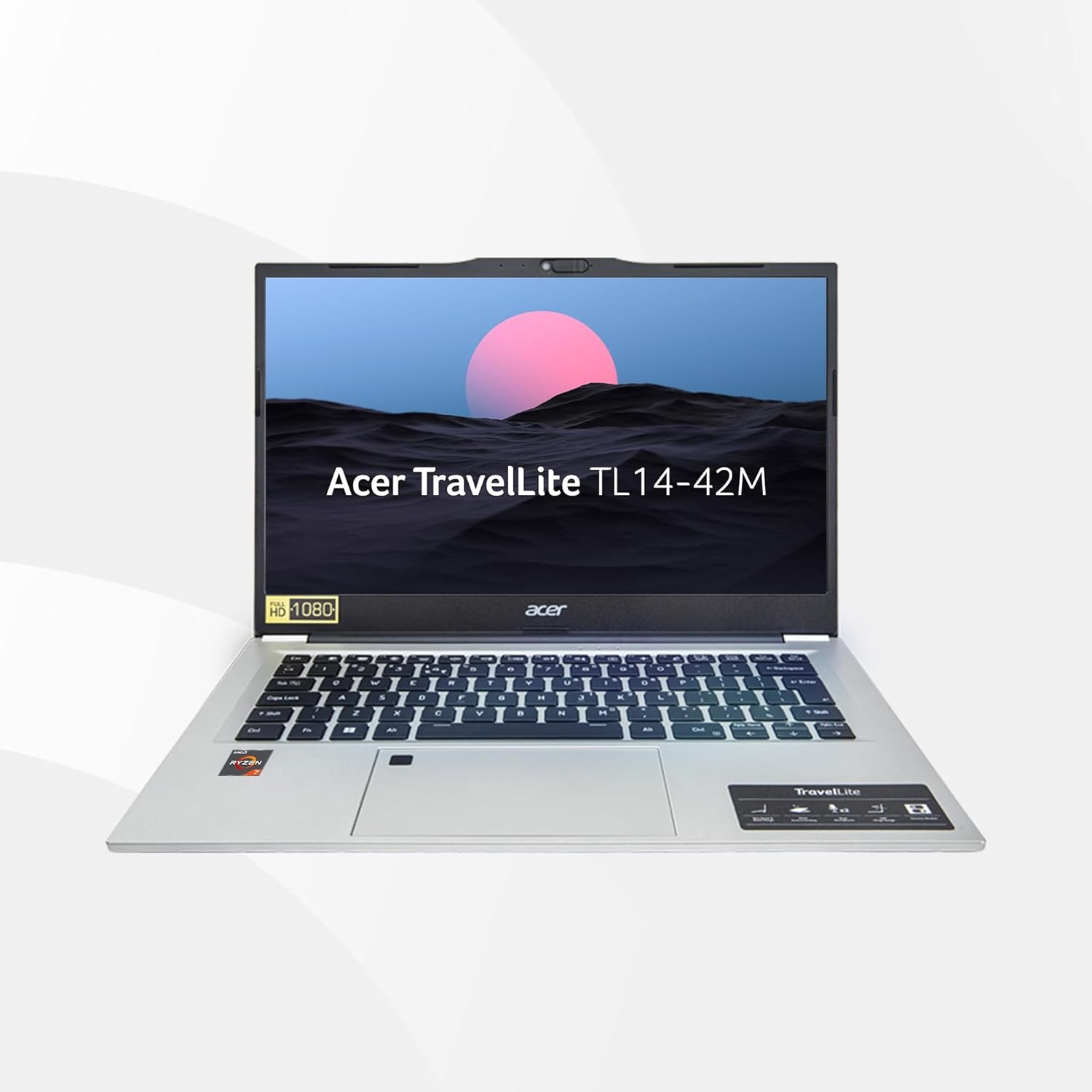 acer AMD Ryzen 7 7730U Processor, 16GB DDR4 RAM, 512 GB SSD, Full HD IPS, 14”/35.56 cm, Windows 11 Home, Silver, 1.38 kg, TL14-42M, Backlit KB, Fingerprint Reader,TravelLite Business Laptop