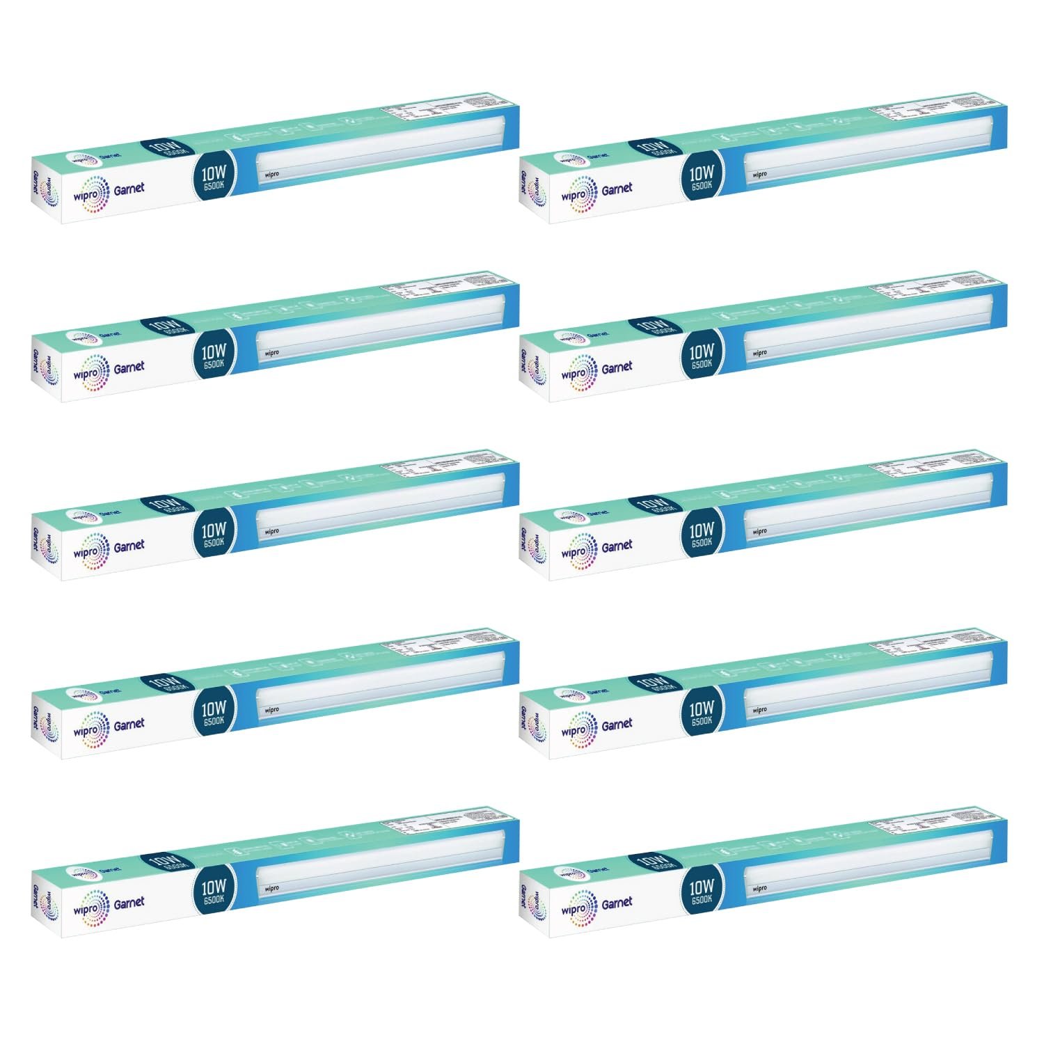 wipro Garnet 10w Led batten Coolwhite (6500k), Pack of 10