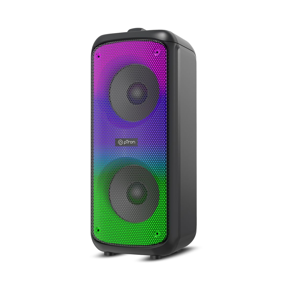 pTron Fusion Beats 48W Bluetooth Party Speaker w/Immersive Sound, Dual 4 inch Neo Drivers, Rhythmic RGB Lights, 6Hrs Playtime, BT5.3/Aux/TF Card/USB Playback Modes, Type-C Charging (Midnight Black)