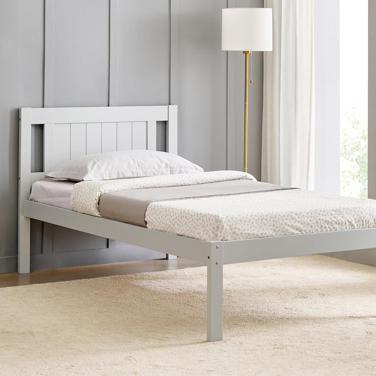 Home Centre | Helios Taylor Lyra Single Bed | Solid Wood | Grey