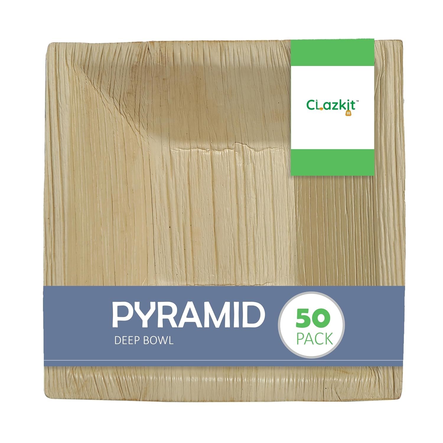 Clazkit 50 Pack Areca Deep Pyramid Bowl | Like Wooden Bamboo | Eco Friendly, Biodegradable, Use and Throw Small Dona | for Serving Pasta, Soup & Snacks | Birthday, Wedding & Party (6.5 Inch)
