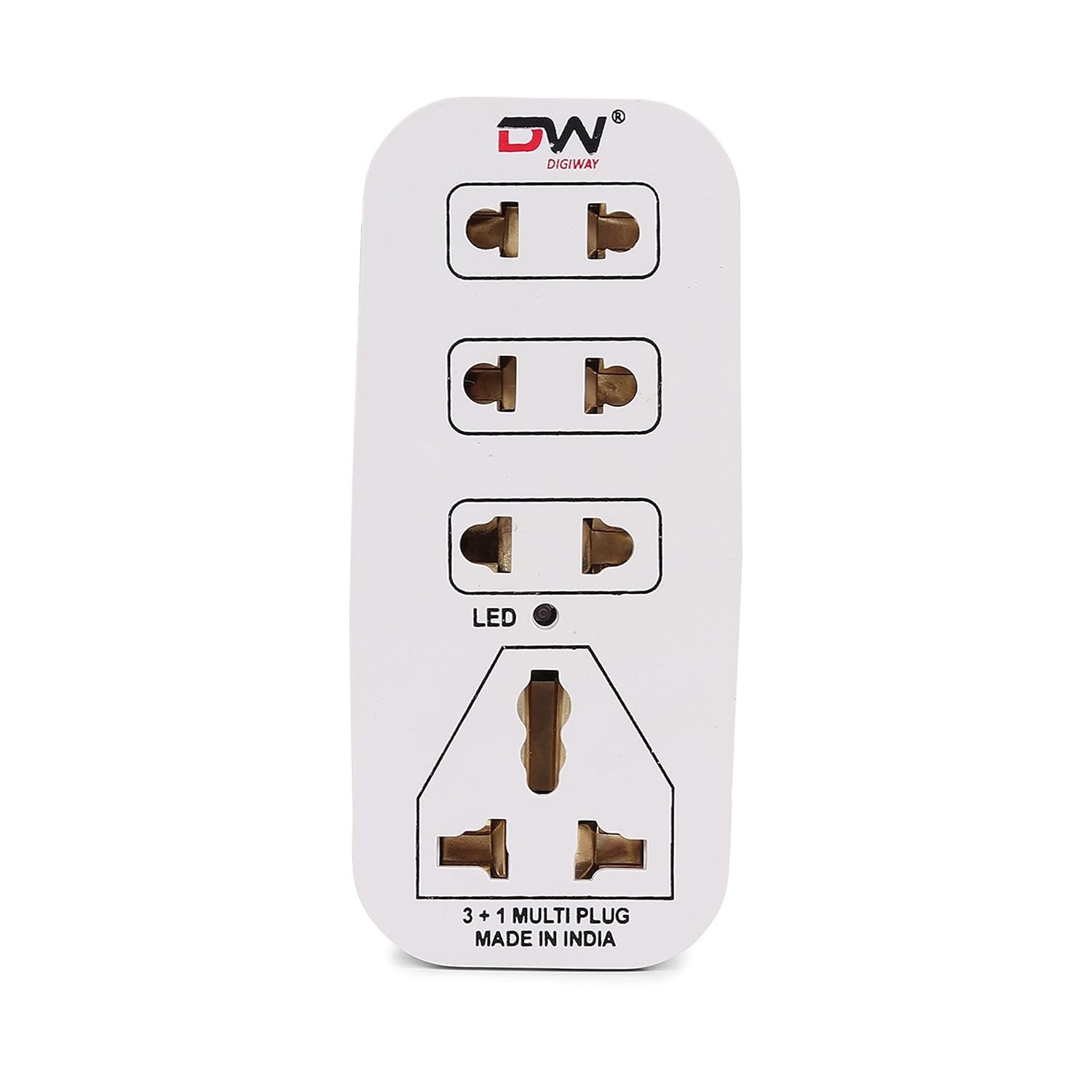 Digiway 3 + 1 Multiplug with LED Indicator, 4 Universal sockets, (Beige_Pack of 1)