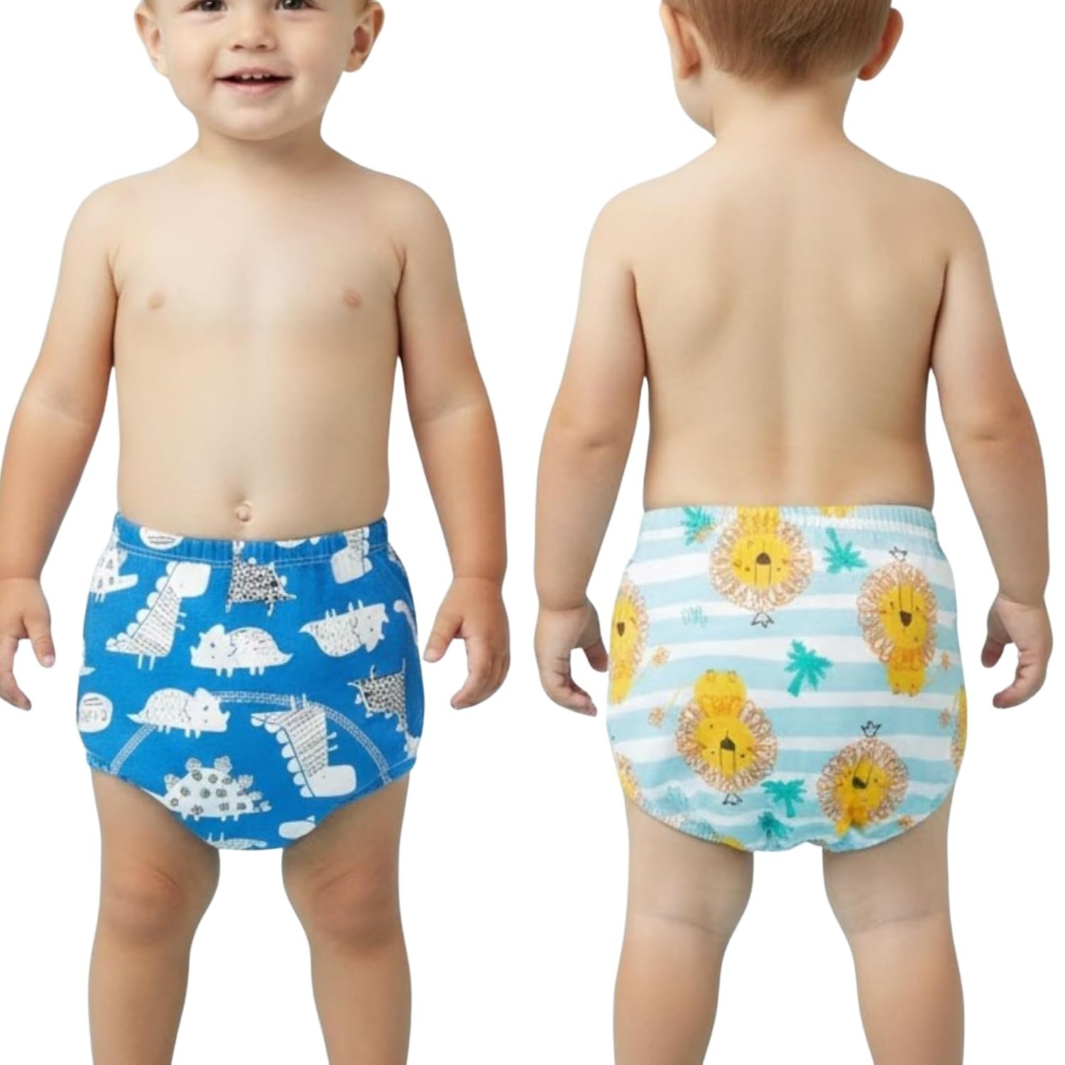 Bembika Baby Training Pant Soft Cotton Reusable Potty Training Pants For Kids Leak-Resistant, Padded Underwear For Babies To Support Diaper Free Transition (M Size For 12-18 Months Pack Of 2)