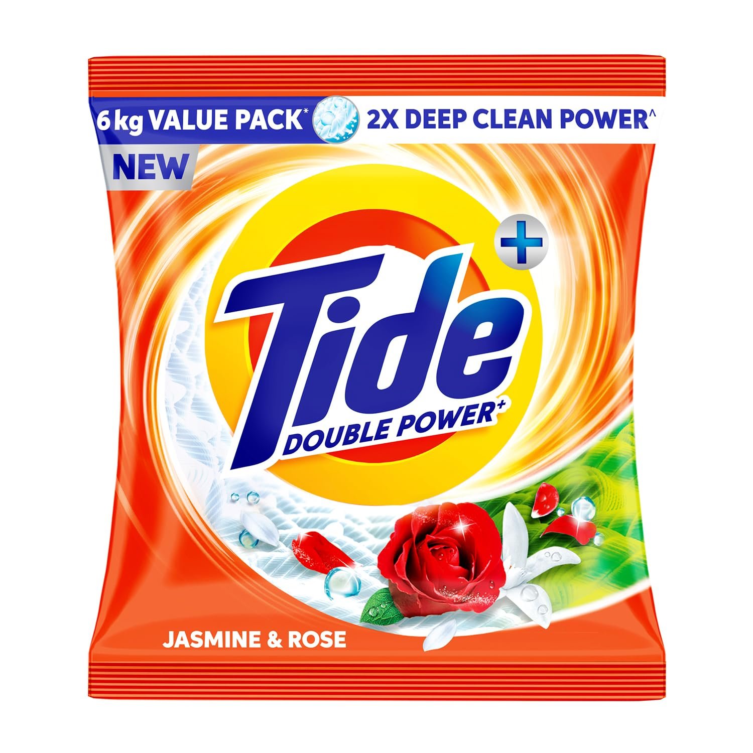 Tide Plus Detergent Washing Powder - 6kg Value Pack | Jasmine & Rose Fragrance | 2X Deep Clean Power | World's No. 1 Detergent Brand