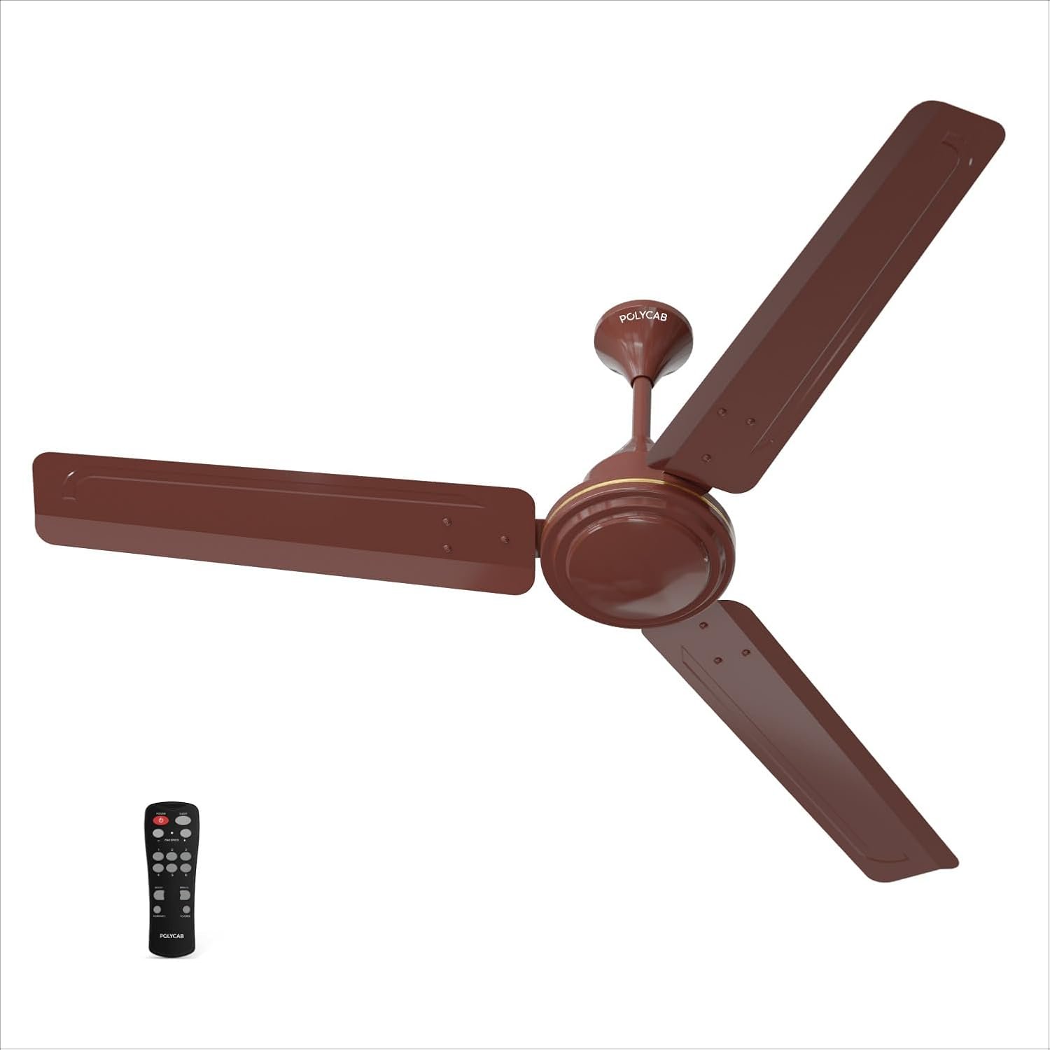 Polycab Airika 1200mm BLDC Ceiling Fan with Remote | Energy Efficient | 5 Star Rated | High Speed | 2 years warranty (Brown)