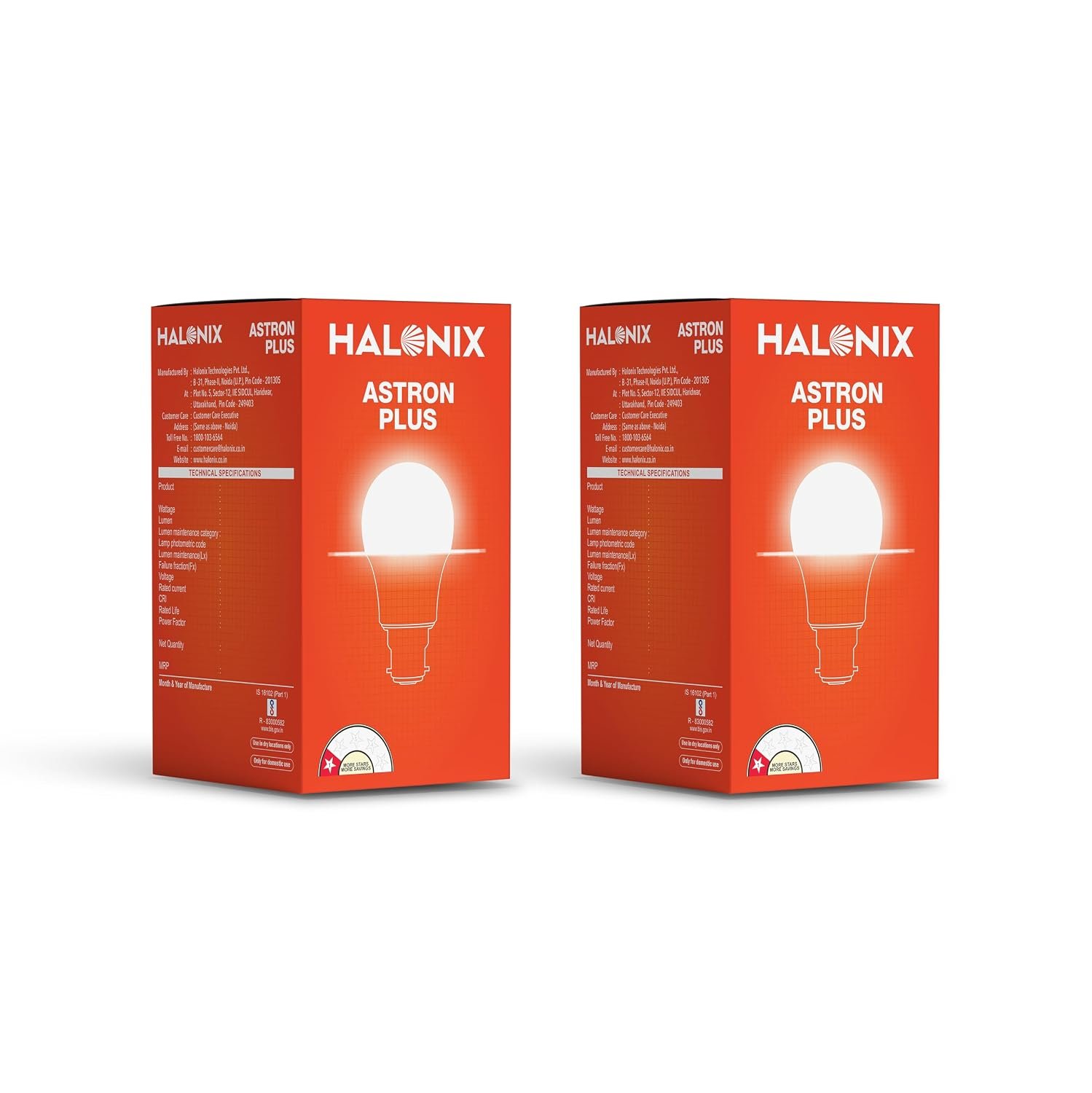 Halonix B22D 10Watt Led Astron Plus (White, Round) Pack of 2 (‎F5BMM030040000000 PK2)