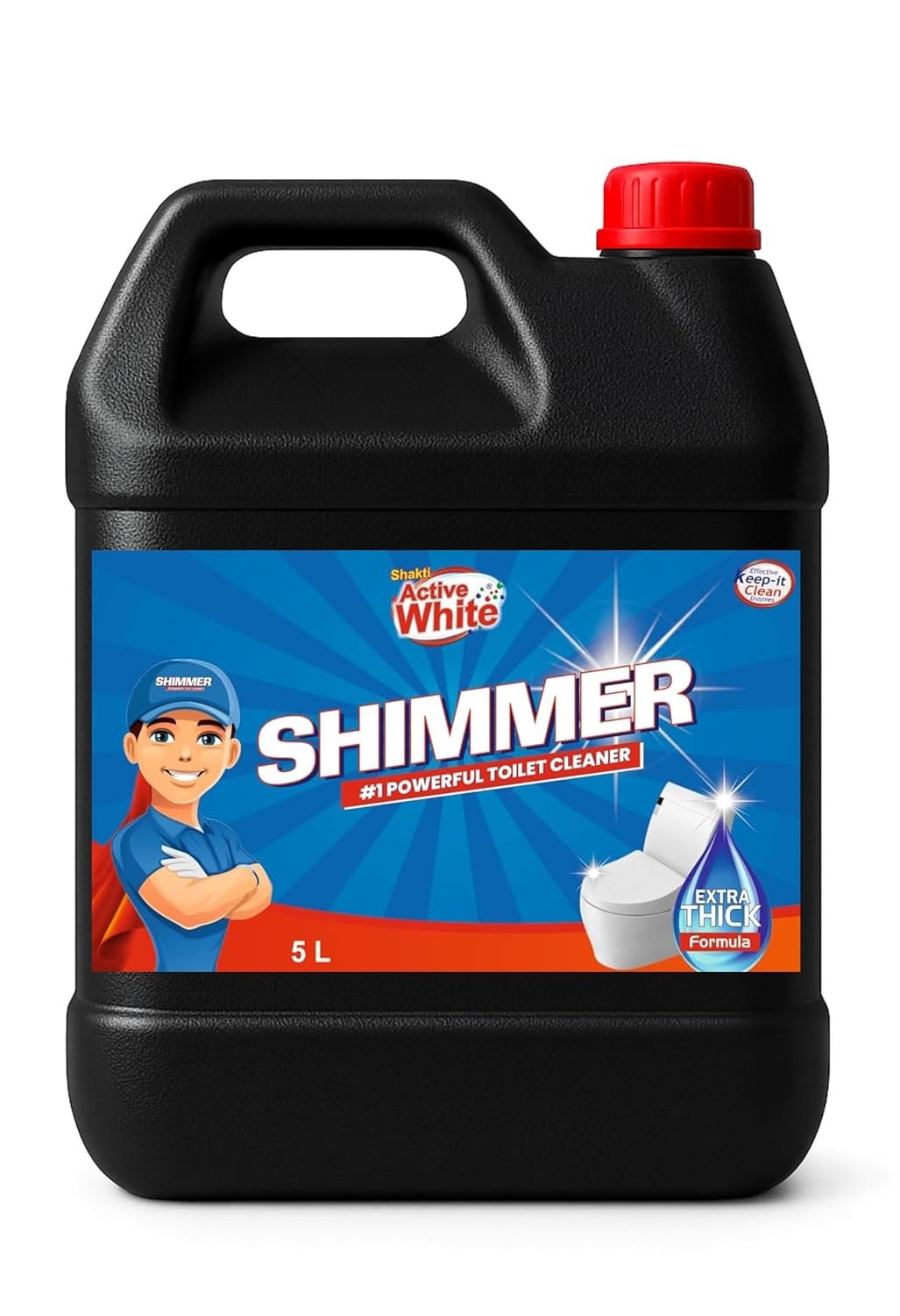 Shimmer Toilet Cleaner Liquid - 5L Mega Jar | Thick Bathroom Cleaning Liquid | Removes Tough Stains & Limescale