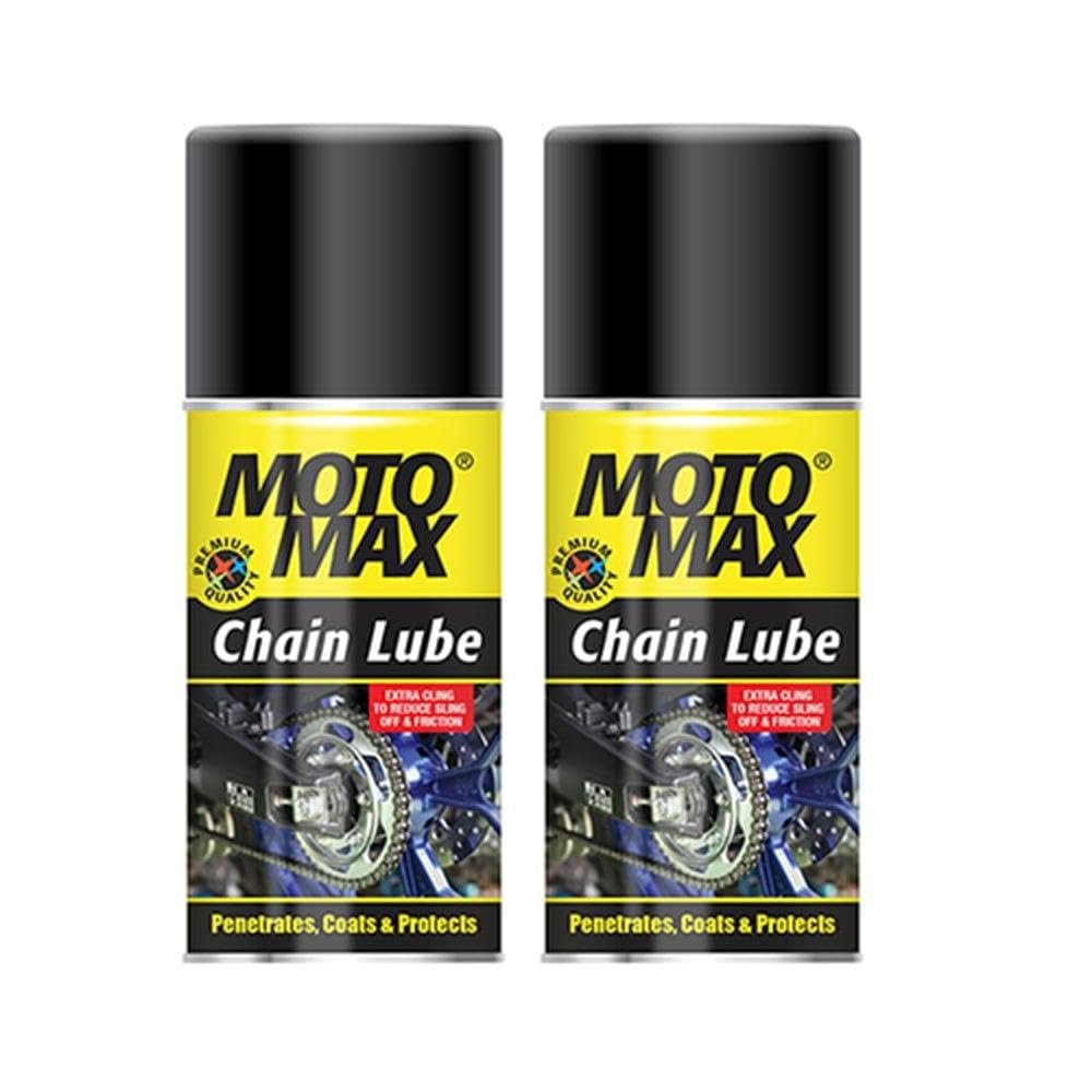 Motomax Chain Lube Aerosol Spray 100 ml, Pack of 2 |Provides Lubrication and corrosion protection of Chain & sprockets for Bikes, Motorbikes, Cars| Avoid Sling Off & Prevent Chain breakage