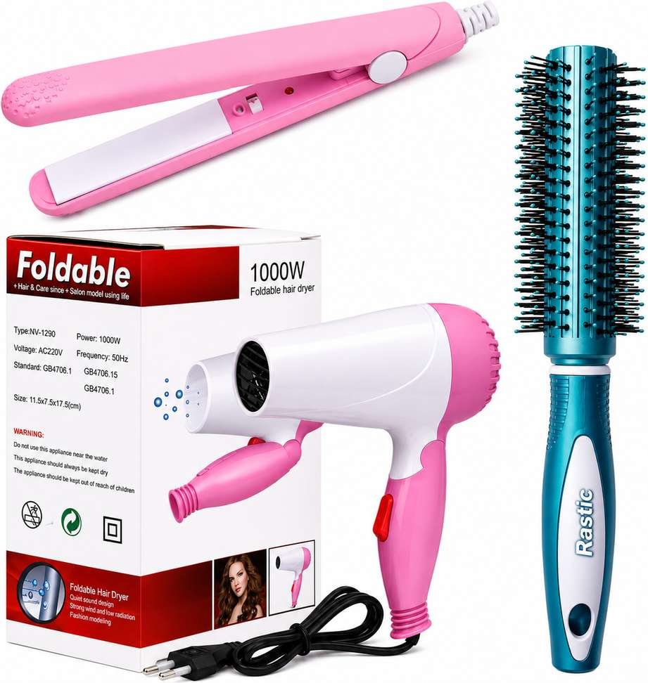 rastic nova nv 1290 hair dryer mini straightener comb