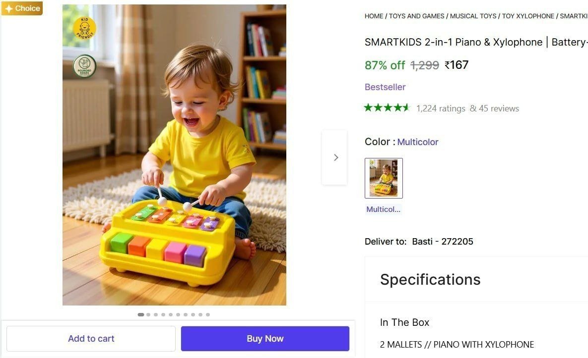 SMARTKIDS 2-in-1 Piano & Xylophone | Battery-Free Music Toy for Kids Price in India - Buy SMARTKIDS 2-in-1 Piano & Xylophone | Battery-Free Music Toy for Kids online at Shopsy.in