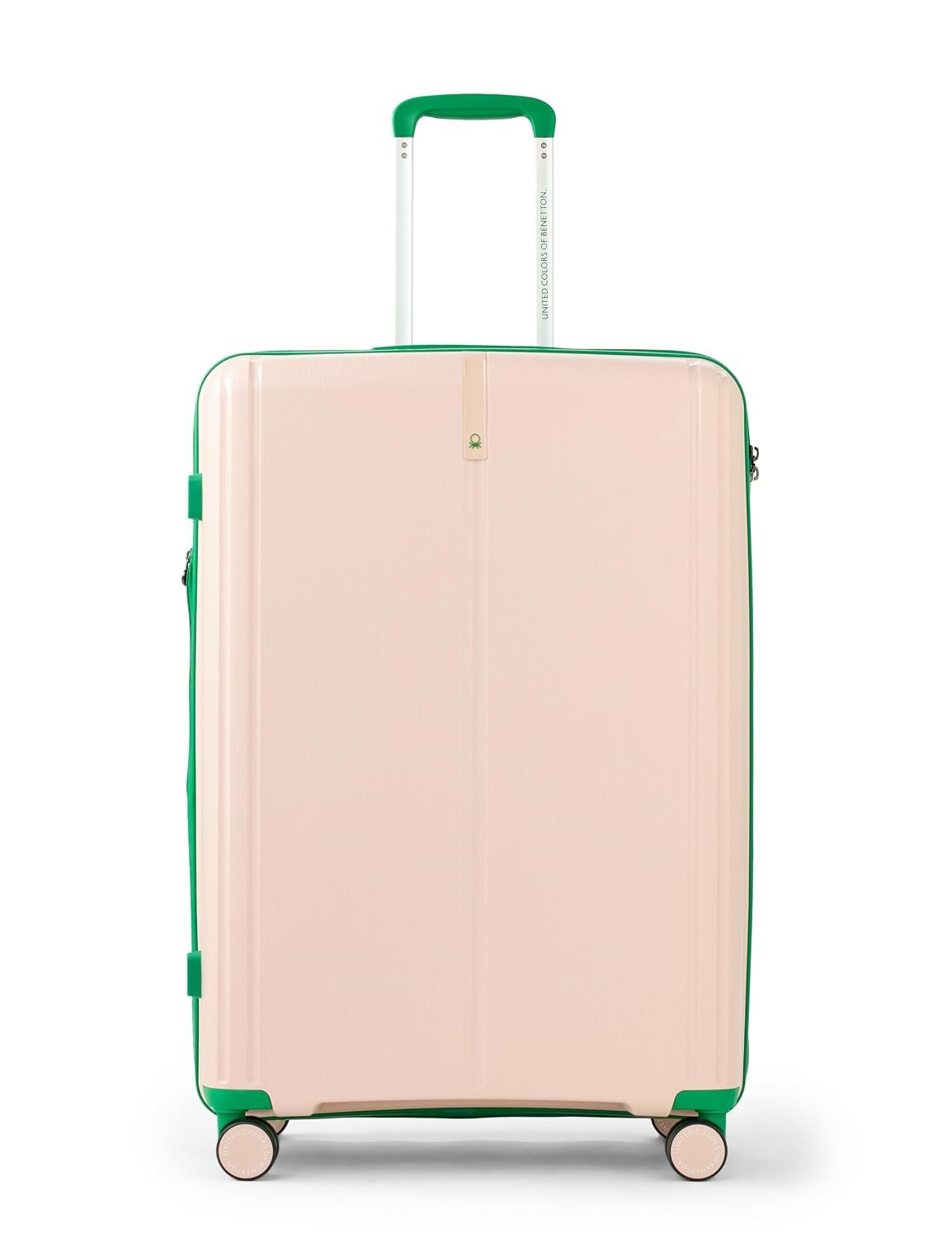 United Colors of Benetton Cabin Hard Luggage Emerald Plus - Baby Pink | Carry-On Trolley Bag with TSA Lock | 360° Spinner Double Wheels | Telescopic Handle | PC Shell Suitcase | 55cm | 50L Capacity