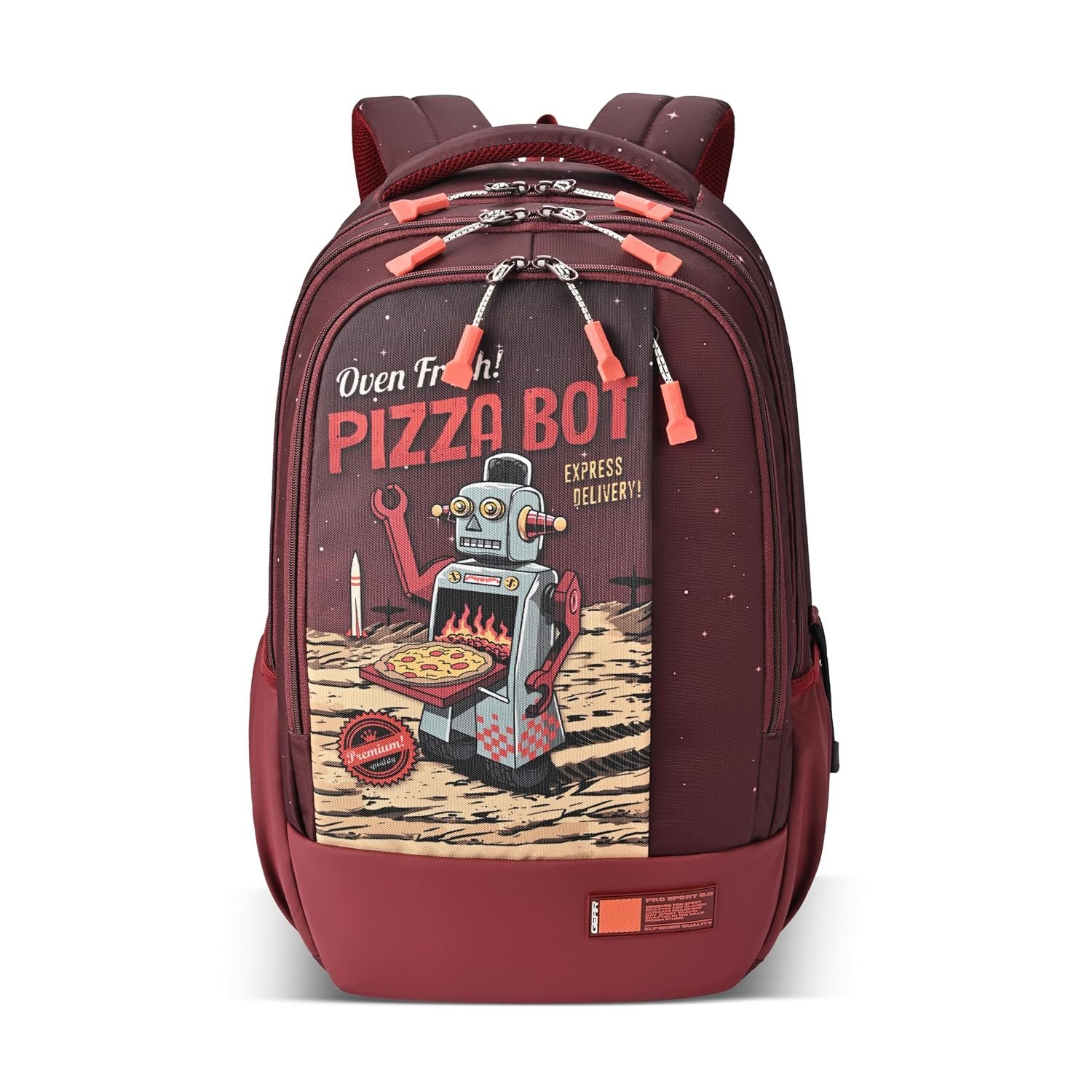 Gear Fiction 2 4 Compartment Backpack 19"/39L Large Water Resistant School Bag/Casual 4 Compartment Backpack/Daypack/Kids Bag for Boys/Girls (Maroon-Orange)