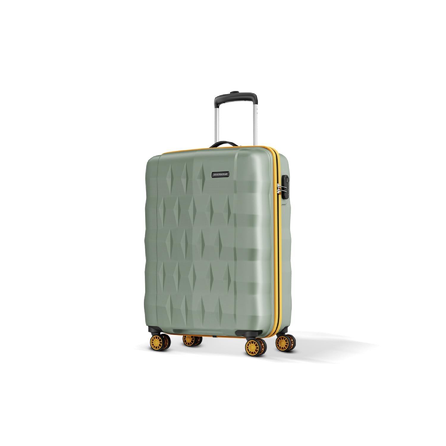 Aristocrat Comet Cabin Polycarbonate Hard Case 8-Wheel Trolley Bag, Green | Durable Case, Lightweight, Combination Lock, Sturdy Zipper, Compact Travel Luggage, Spacious Interior, 3-Year Global Warrant