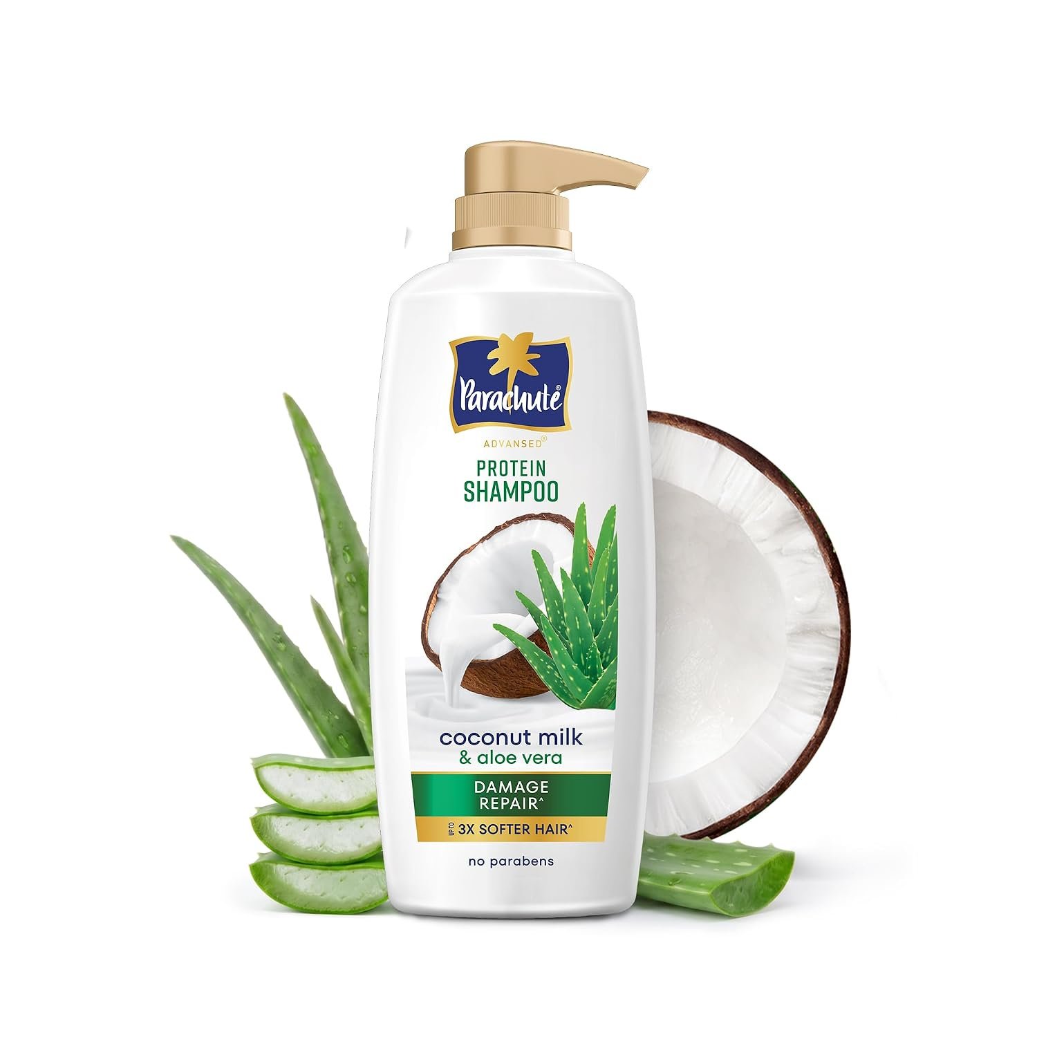 Parachute Advansed Protein Shampoo | with Coconut Milk and Aloe Vera | For up to 100% Damage Repair & up to 3X Softer Hair | Protein Lock Technology | Paraben-Free | For Men & Women | 1L