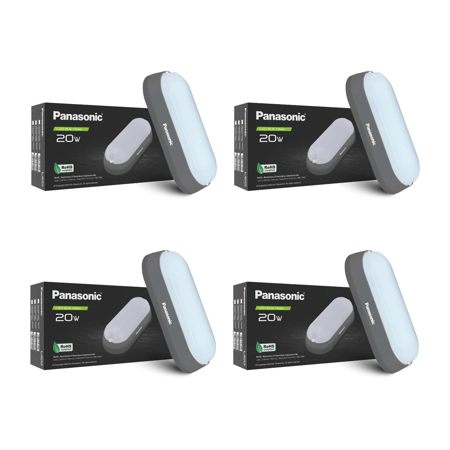 Panasonic 20W LED Bulkhead, IP54 Outdoor Waterproof Bulk Head for Garden Light (6500 Cool White-PK4)