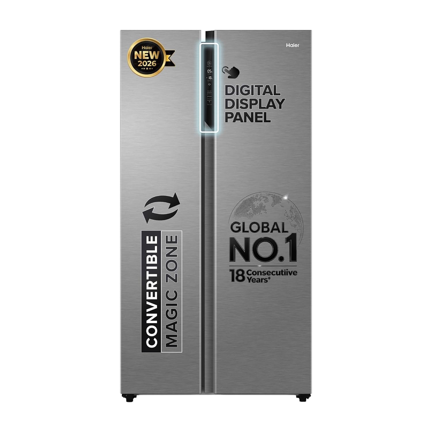 Haier 596 L 3 Star Frost Free Expert Inverter 2-Door Side by Side Refrigerator (HES-690SS, Shiny Silver, Magic Convertible, Deo Fresh Technology, 2026 Model)