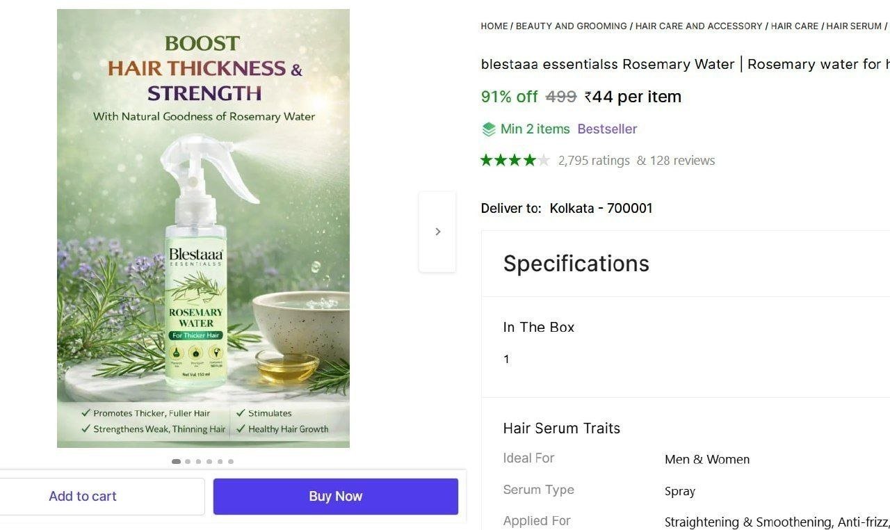 blestaaa essentialss Rosemary Water | Rosemary water for hair | Hair Spray for Regrowth (100 ml) Price in India - Buy blestaaa essentialss Rosemary Water | Rosemary water for hair | Hair Spray for Reg