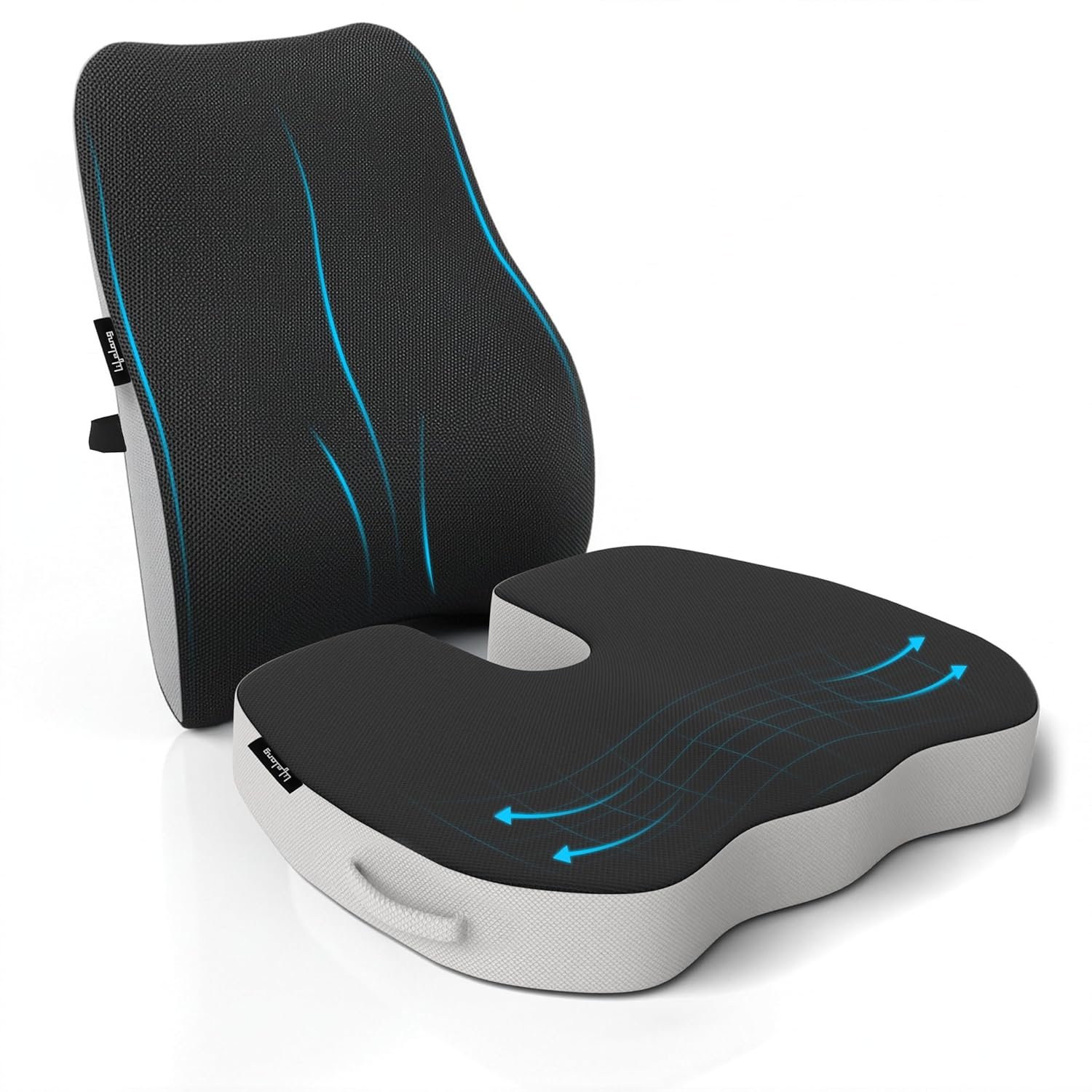 Lifelong Backrest & Seat Cushion Combo for Pain Relief | High-Density Orthopedic Memory Foam Support for Back, Coccyx & Sciatica | Improves Posture & Comfort During Long Sitting Hours at H