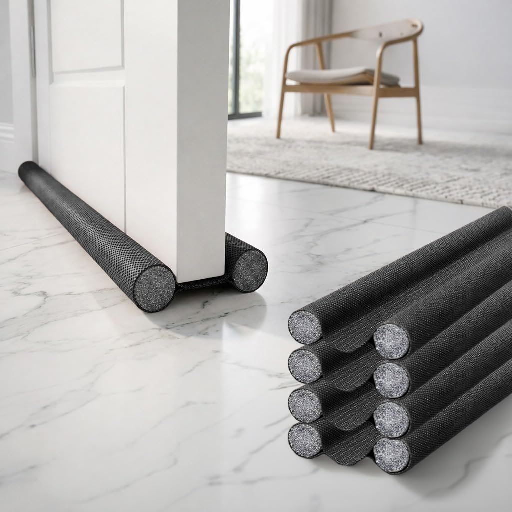 Door Draft Stopper PVC Size 36Inch | Under Door Dust & Noise Blocker | Cold & Heat Insulation Strip | Door Gap Sealer for Home Doors & Windows | Easy Install | Black | Pack of 4