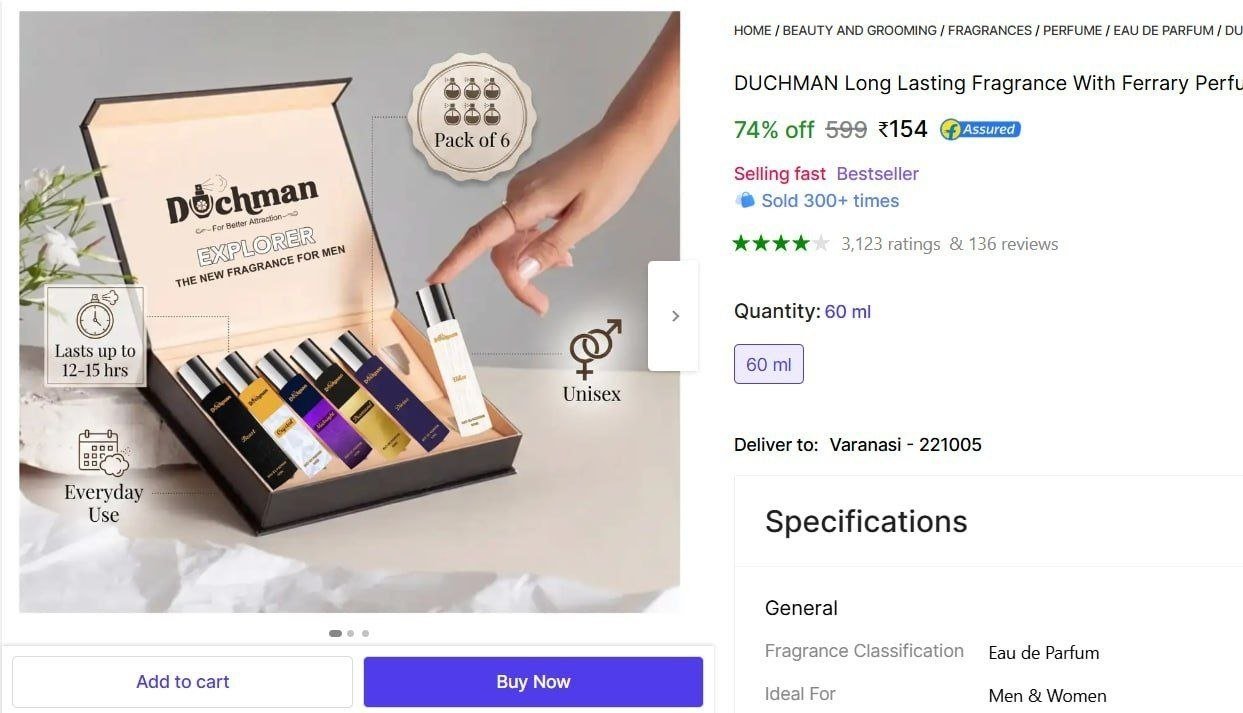 DUCHMAN Long Lasting Fragrance With Ferrary Perfume |Unisex Perfume 60ML| Eau de Parfum  -  60 ml Price in India - Buy DUCHMAN Long Lasting Fragrance With Ferrary Perfume |Unisex Perfume 60ML| Eau de 