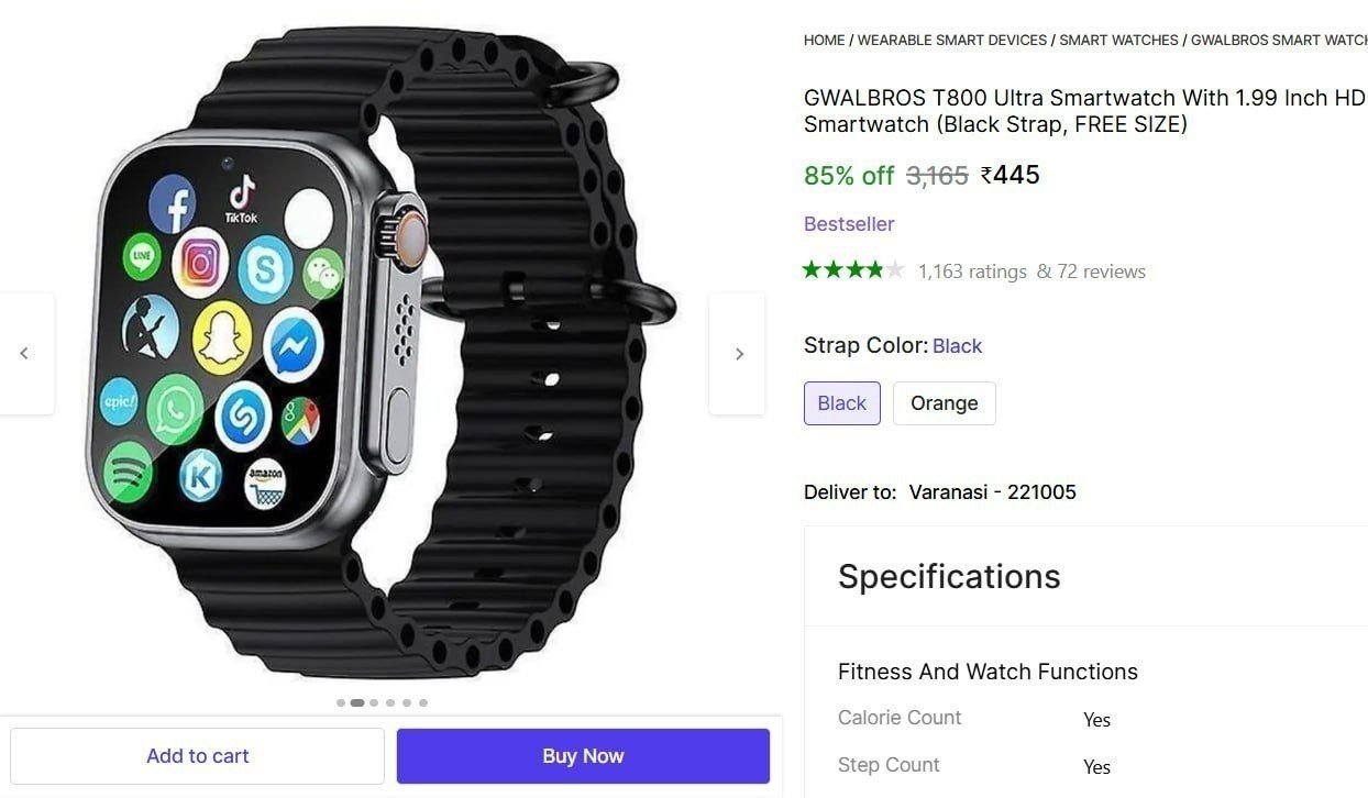 GWALBROS T800 Ultra Smartwatch With 1.99 Inch HD Display And Wireless Charging S02 Smartwatch Price in India - Buy GWALBROS T800 Ultra Smartwatch With 1.99 Inch HD Display And Wireless Charging S02 Sm