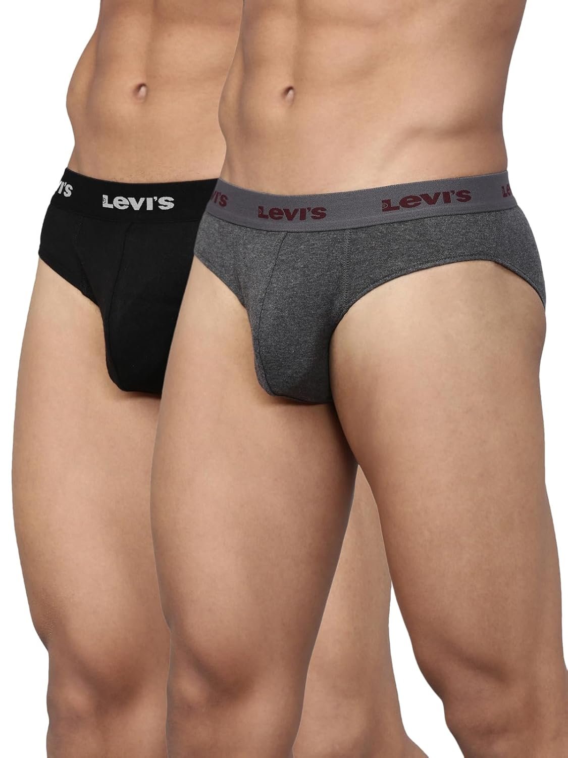 Levi's 002 Classic Brief for Men | 100% Pure Cotton | Solid | Durable Comfort | Breathable Men's Underwear | Anti-roll Waistband | Extra Supportive Gusset | Dual Layer 3D Pouch | Pack of 2