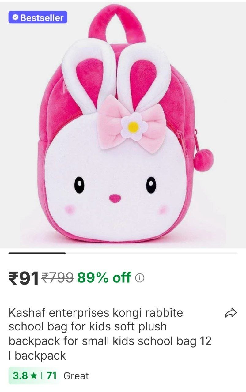 KASHAF ENTERPRISES Kongi Rabbite School Bag For Kids Soft Plush Backpack For Small Kids School Bag 12 L Backpack Price in India - Buy KASHAF ENTERPRISES Kongi Rabbite School Bag For Kids Soft Plush Ba