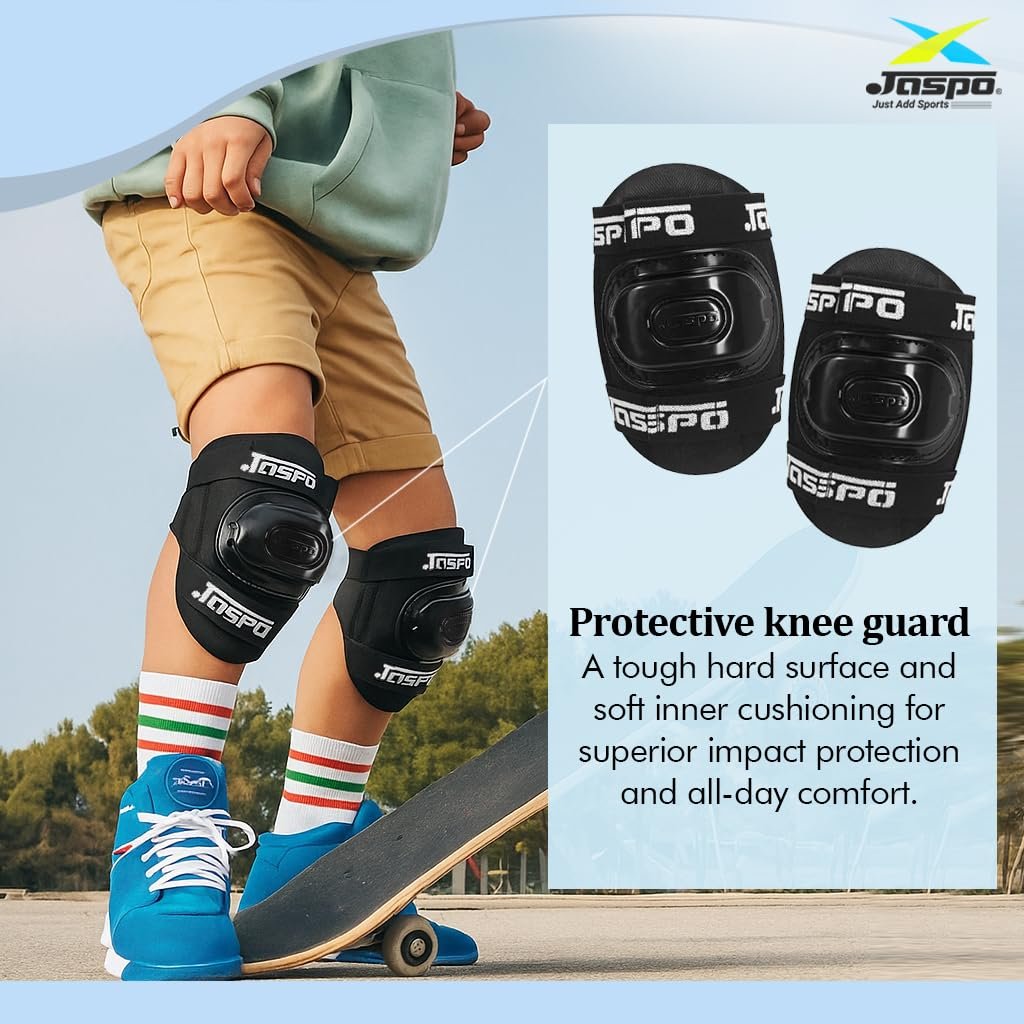 Jaspo Kids Delite Intact Junior Roller Skates Combo (Skates+Helmet+Knee+Elbow) Suitable for Age Upto 5 Years, Adjustable Skates-18 to 21 cms-Color-Blue (Blue)