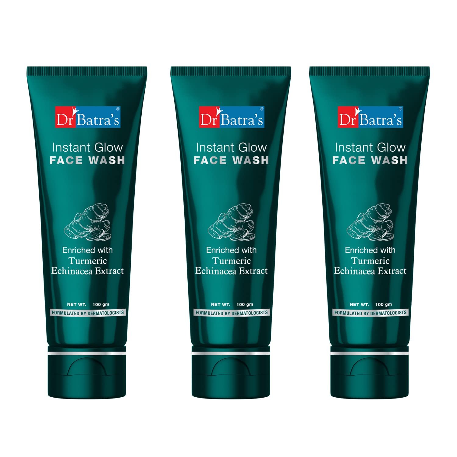 Dr Batra's Dr. Batra'S Instant Glow Face Wash, Enriched With Turmeric, Repairs Skin Damage, Prevents Infections, Face Wash For Skin Complexion & Glowing Skin 100 Gm (Pack Of 3)