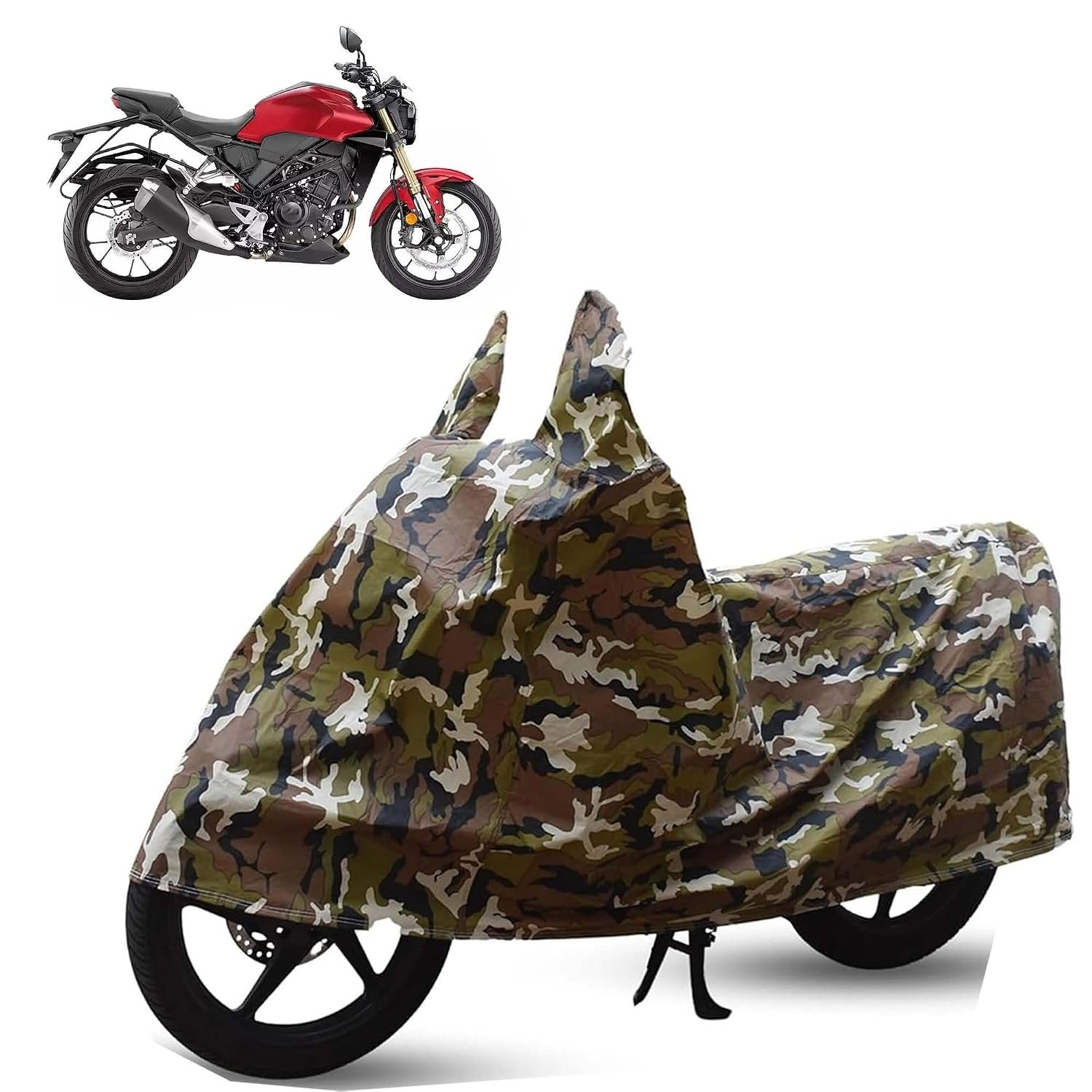 Sulfar Bike Cover for Honda CB300R / CB300F (Sports Naked) | Waterproof, Dustproof & UV Protected | All Weather Two Wheeler Cover (Army Green) New 2026 Variants