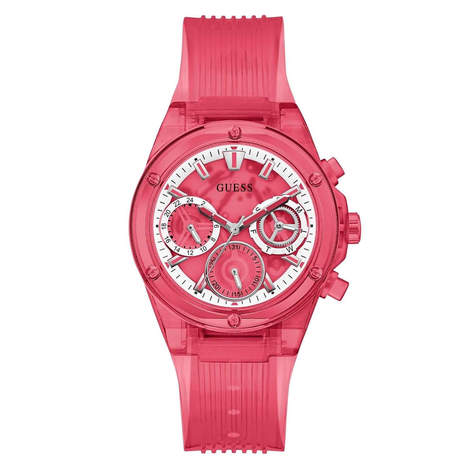 Guess Women's| Analog Sport Watch| Sustainable Nylon Case| PU Strap | 30M Water Resistance