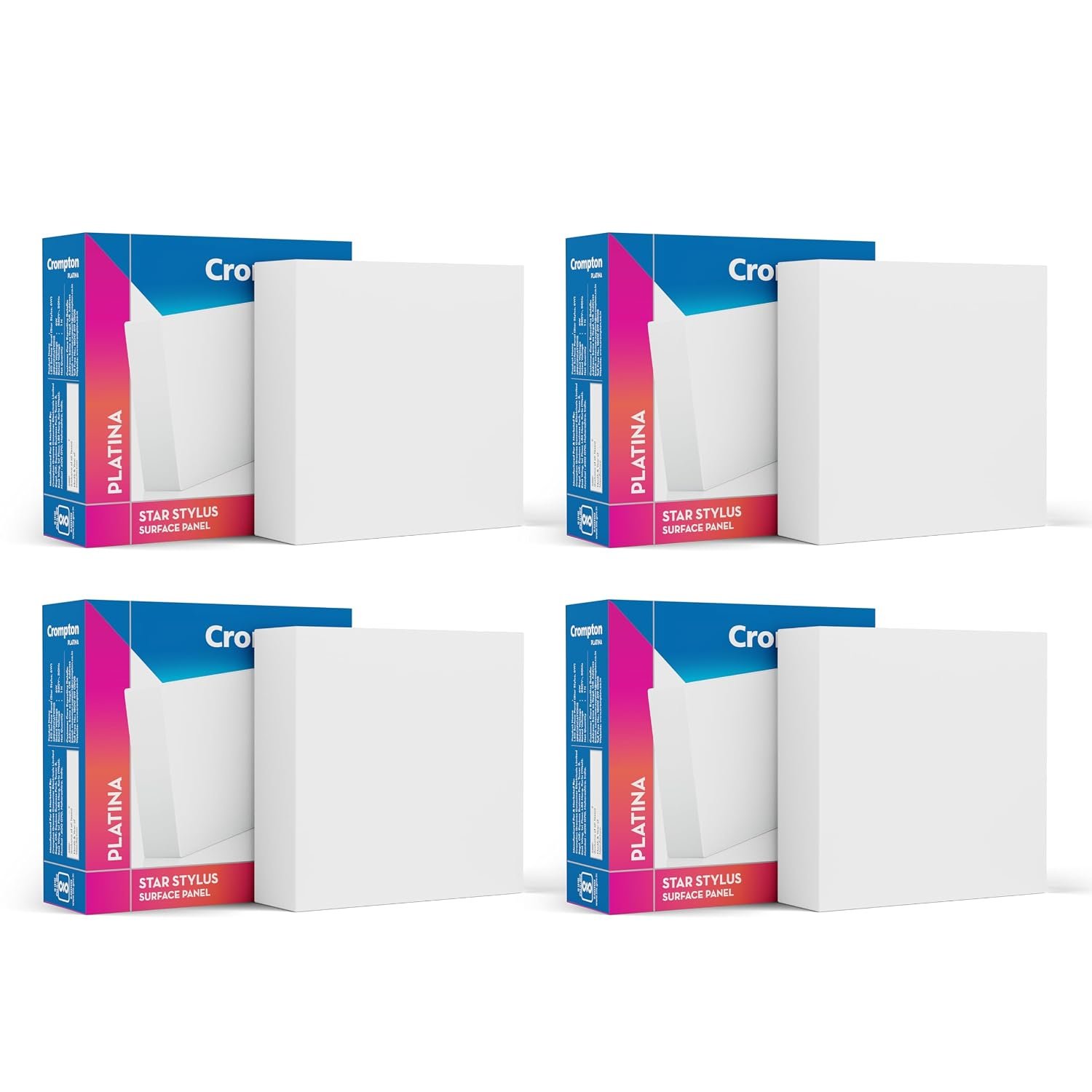 Crompton Platina Star Stylus Surface Panel 12W Square Natural White | Pack of 4 | No False Ceiling Required, Outer Dimension: 120 mm | Surface Mount | for Hall, Bedroom, Kitchen, Office, Store