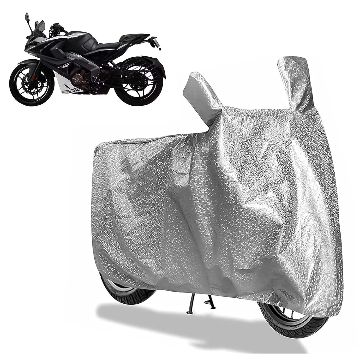 Sulfar Bike Cover for Bajaj Pulsar (RS200 (Current)) | Waterproof, Dustproof & UV Protected | All Weather Two Wheeler Cover (Silver) New 2026 Variants