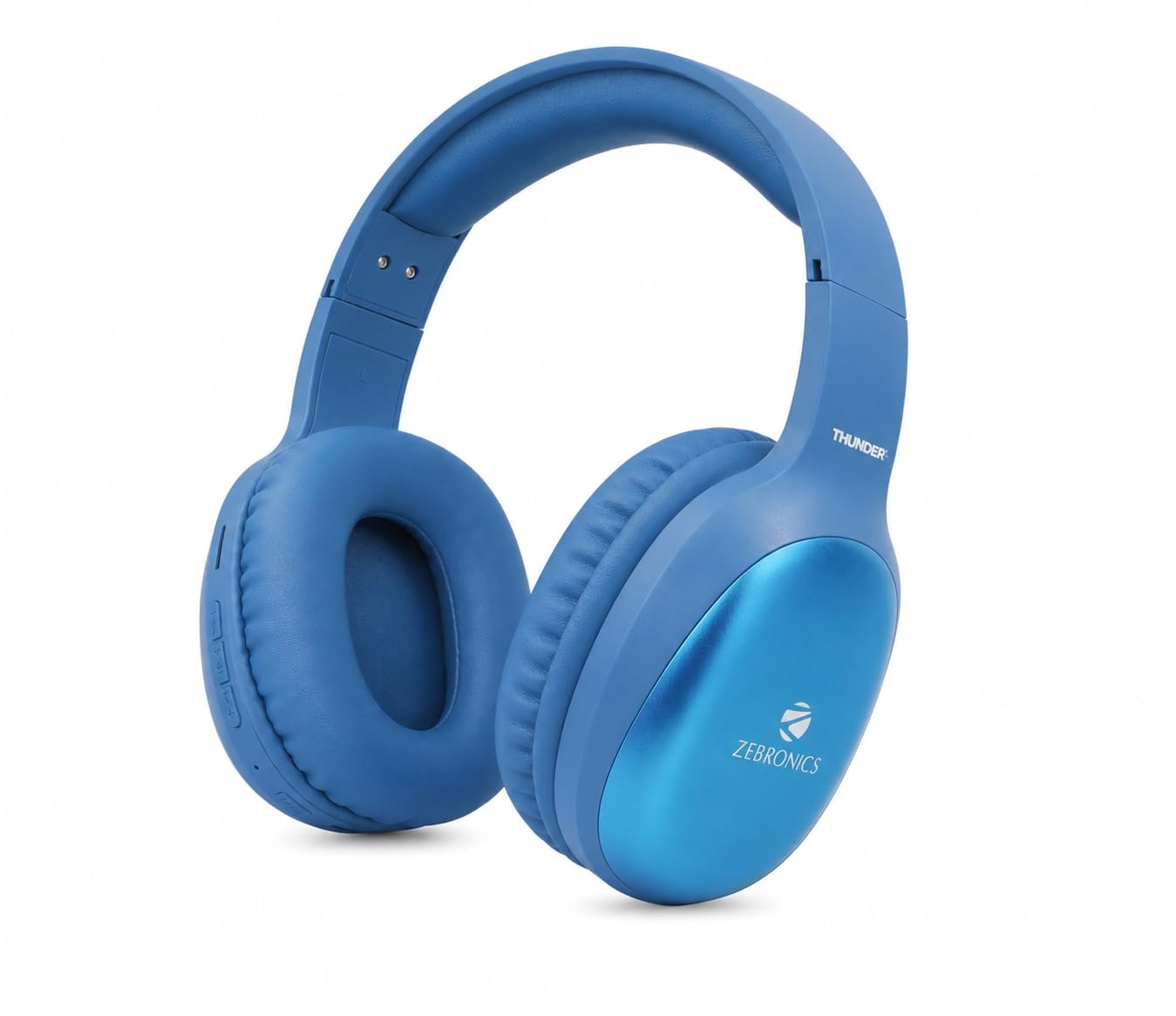 Zebronics Thunder Pro (2026 Upgrade) Wireless Headphones, BT v6.0, Up to 60h Playback, Dual Pairing, 40mm Drivers, ENC, Gaming Mode, Deep Bass, AUX & microSD, Rapid Charging (Blue)