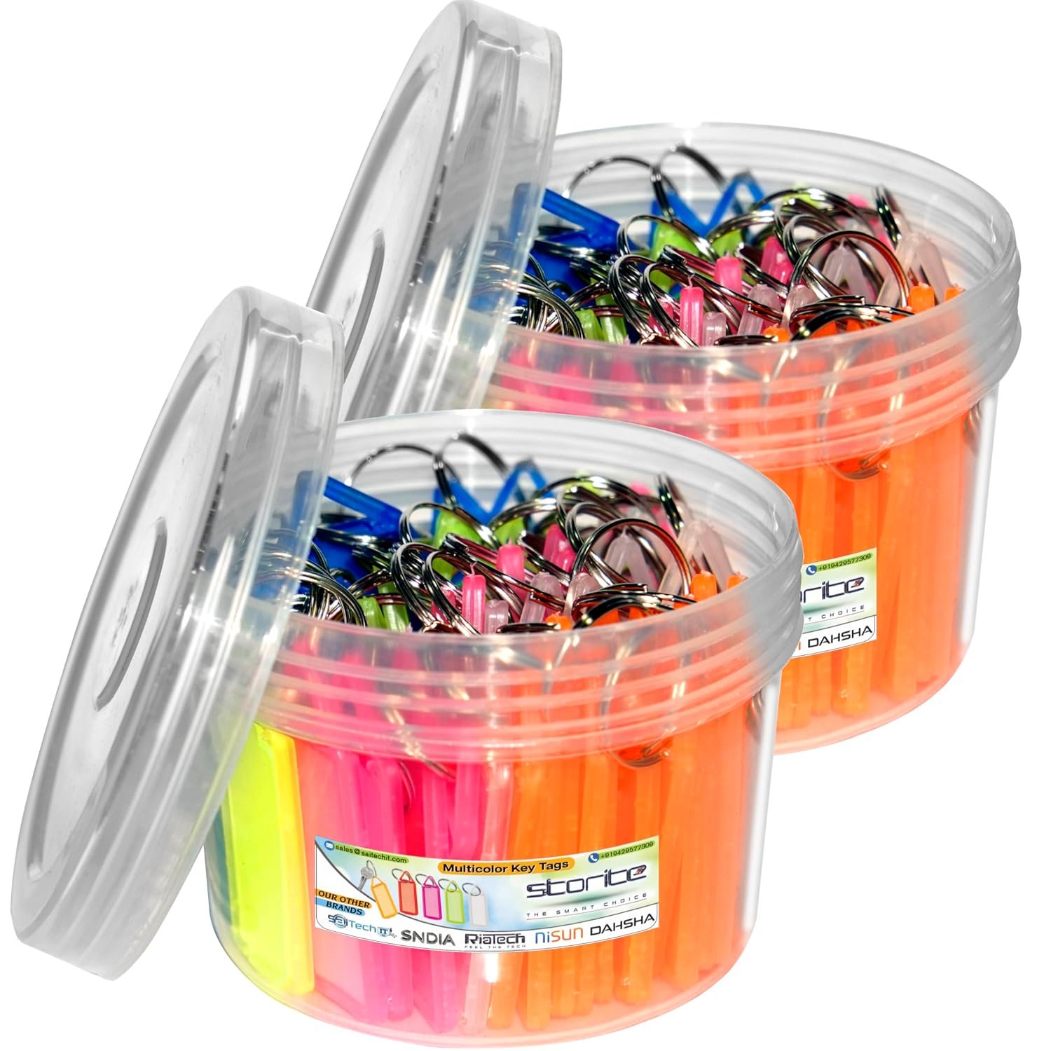 Storite Keyring & Keychain with Name Tag Labels, Multicolor