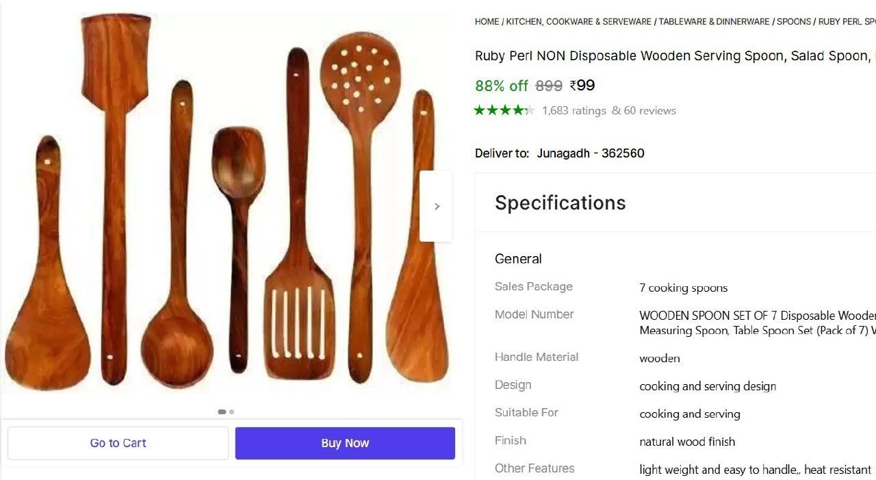 Ruby Perl NON Disposable Wooden Serving Spoon, Salad Spoon, Measuring Spoon, Table Spoon Set (Pack of 7) Wooden Serving Spoon Set Price in India - Buy Ruby Perl NON Disposable Wooden Serving Spoon, Sa