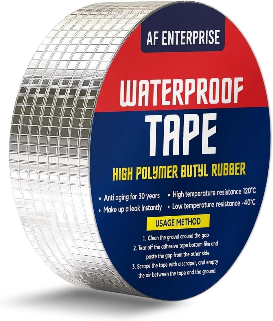 Waterproof Repair Tape 5cm x 5m Aluminium Foil Sealant | Heavy Duty Adhesive Leak Proof Tape for Pipe Leakage, Roof Crack, Wall Sealing | Heat Resistant Strong Grip Waterproof Tape (Silver)