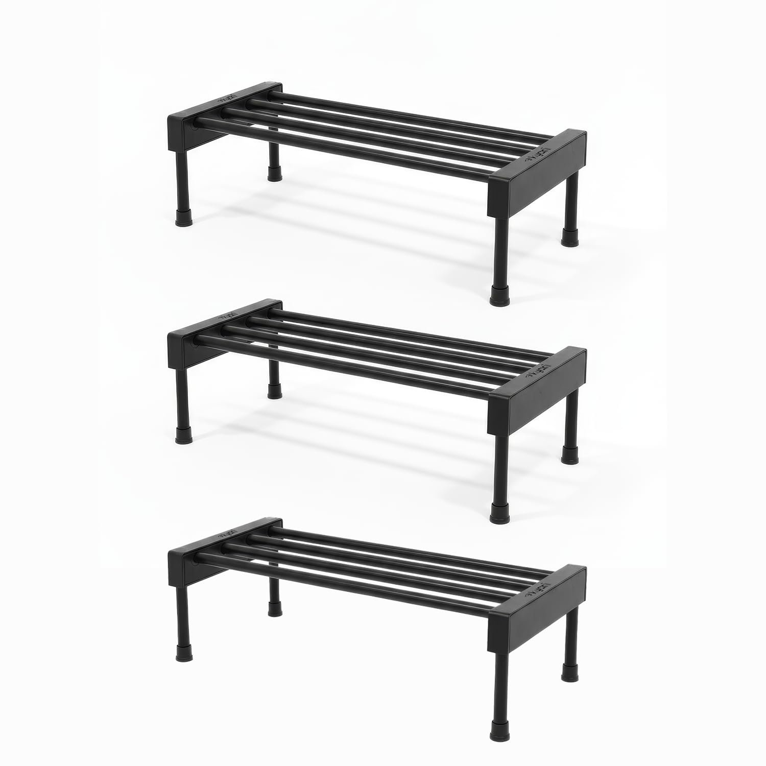 KYARI Elevate Square Tube Iron Plant Stand (Set of 3) | Heavy Duty Pot Stand for Indoor & Outdoor Plants | Rust-Resistant Metal Flower Pot Holder for Balcony & Living Room | Black