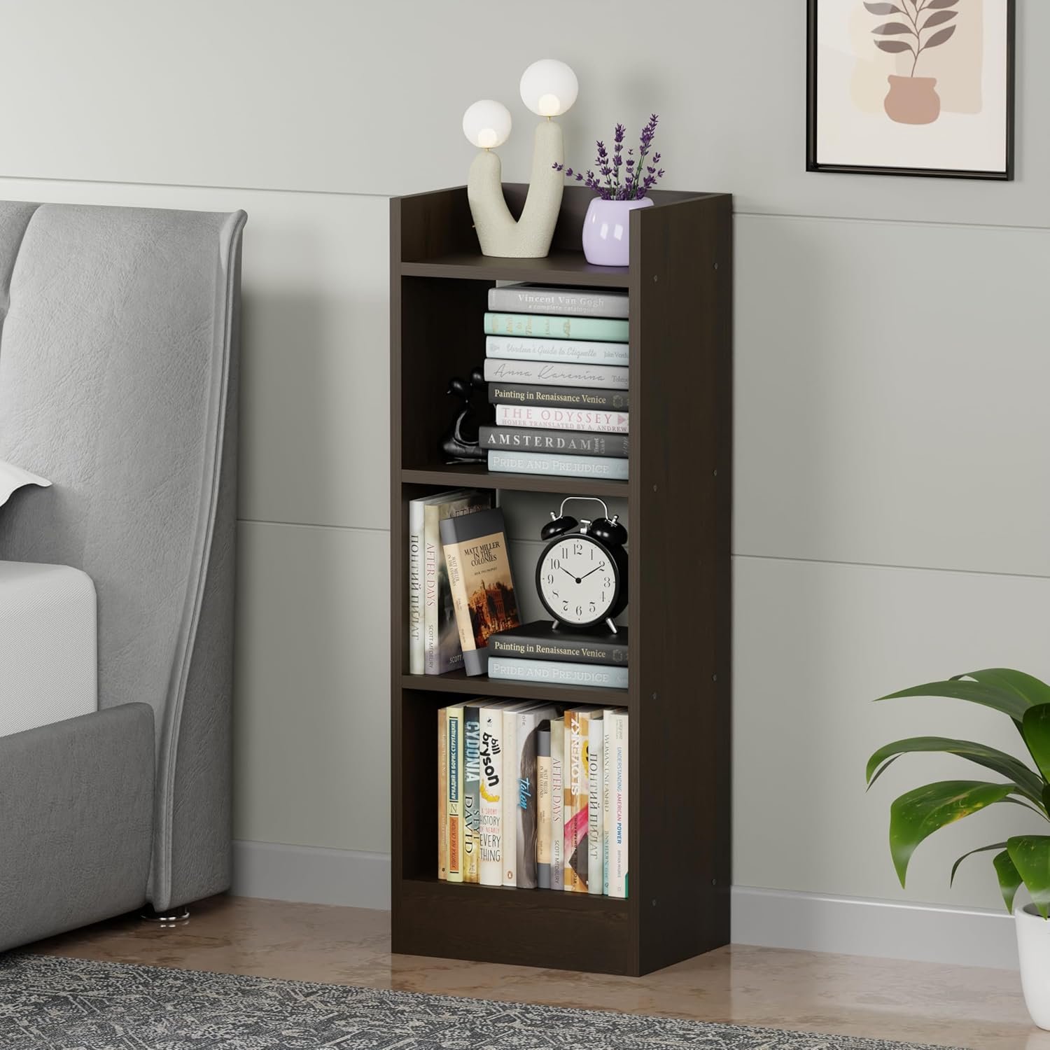 Lukzer 3 Layer Engineered Wood Multipurpose Rack Bookshelf Storage Organizer Stand (MR-010/Wenge/80x33x22cm) - Modern Wenge Bookshelf Storage for Home Organization