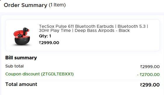 TecSox Pulse 611 Bluetooth Earbuds | Bluetooth 5.3 | 30Hr Play Time |