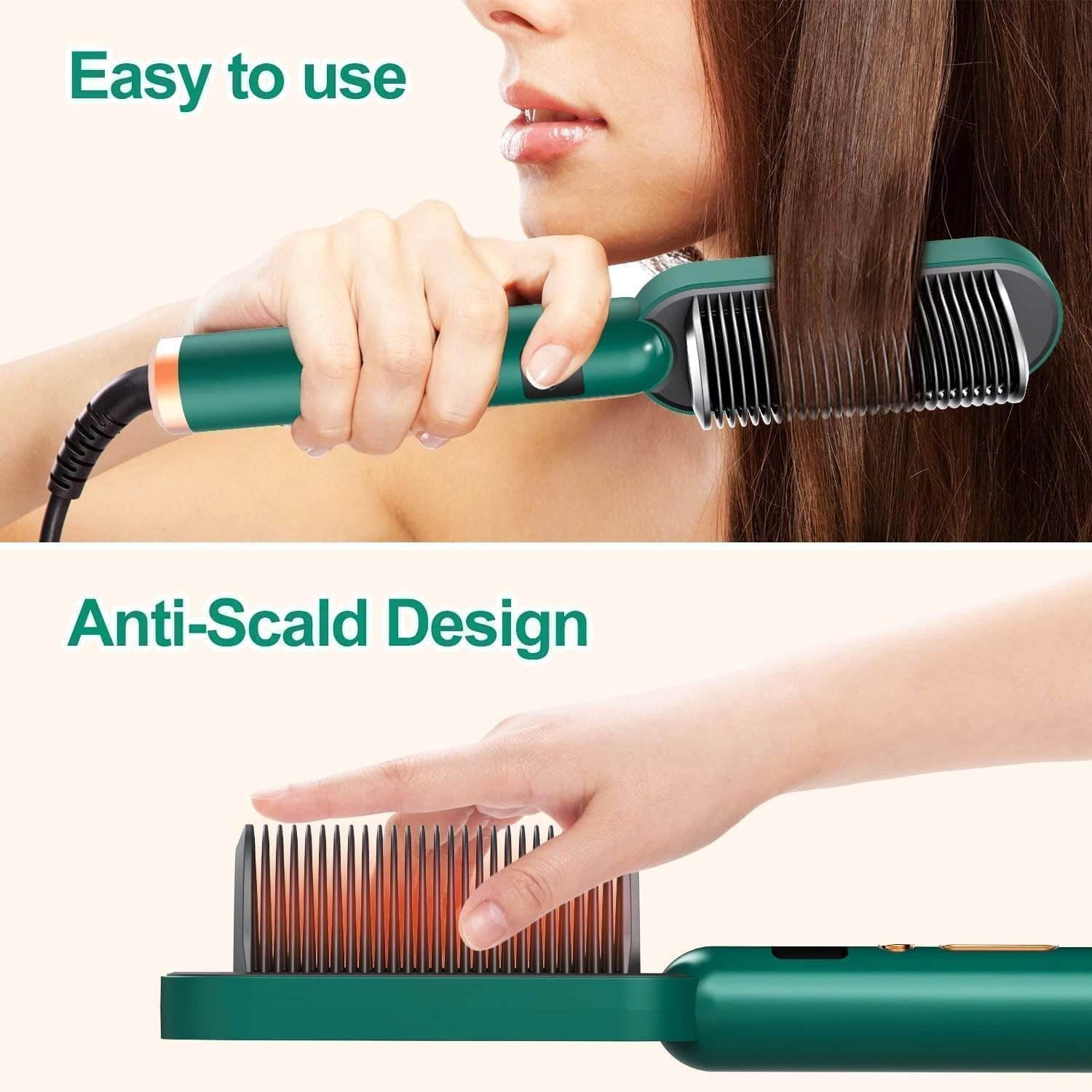 Premium 3-in-1 Hair Straightener Brush for Women | Ceramic Ionic Hair Straightening Brush & Electric Straightener Comb | 5 Heat Settings, 30 Sec Fast Heating, Anti-Scald Design | Smooth, Silky &am