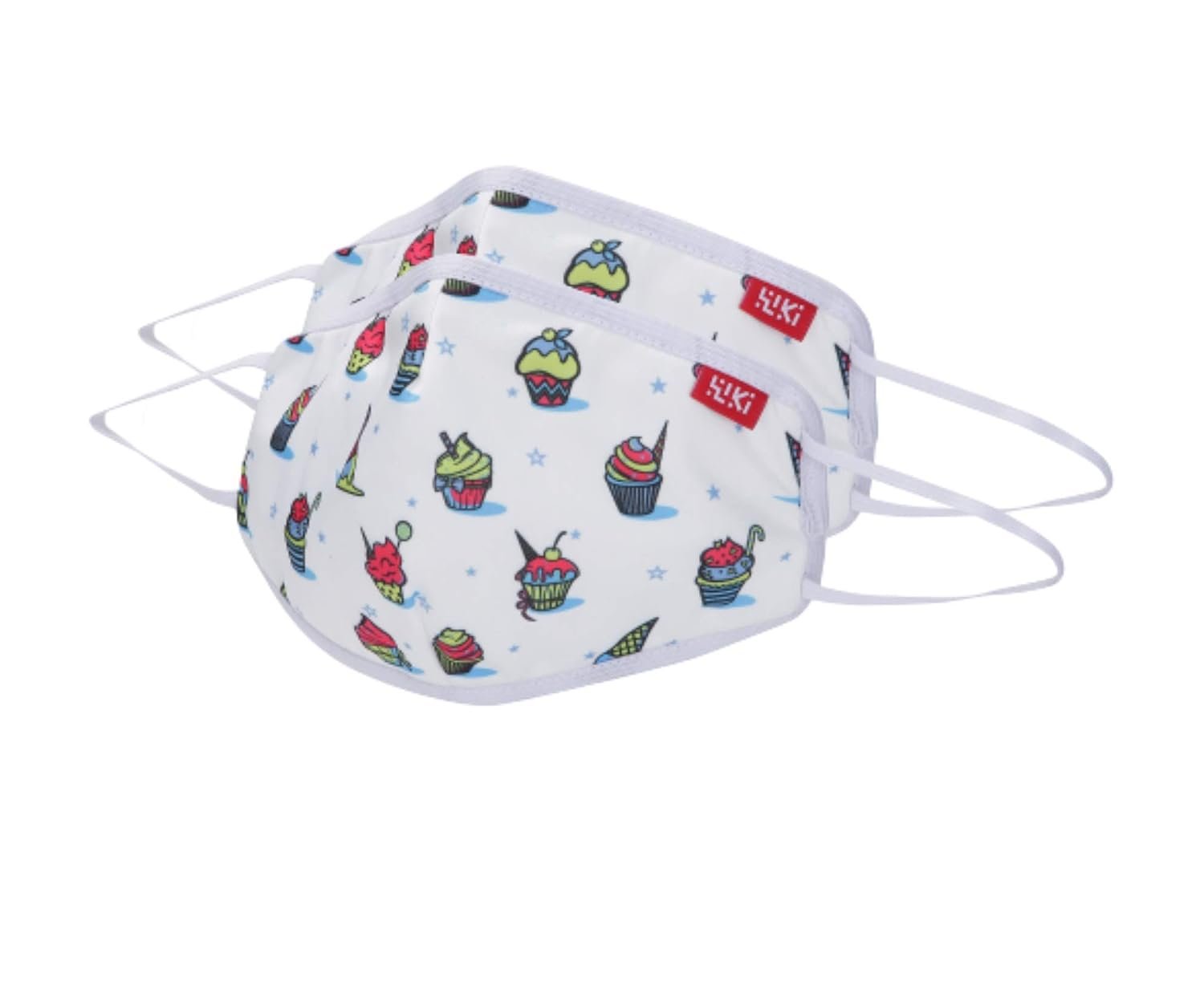 Wiki Champs Mask for Adults (Cupcake, White, Large Size, Pack of 2)