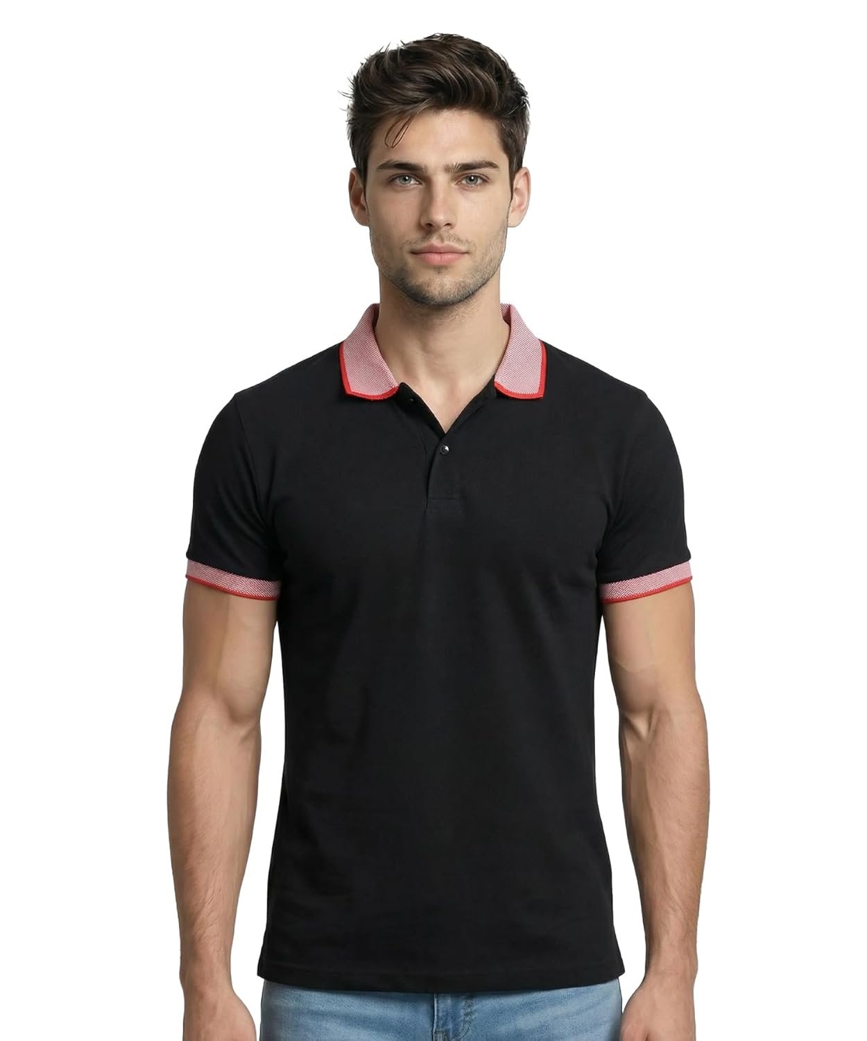 Scott International Men's Rich Cotton Regular Fit Striper Polo T-Shirt |