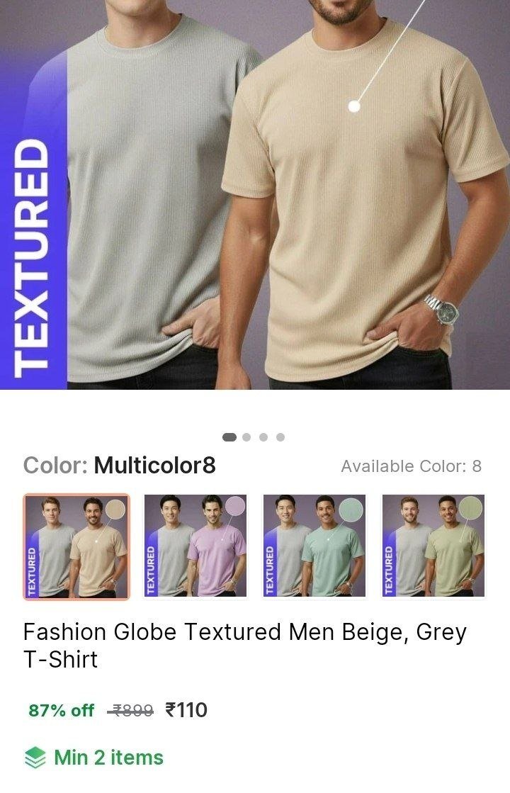 Fashion Globe Textured Men Beige, Grey T-Shirt Price in India - Buy Fashion Globe Textured Men Beige, Grey T-Shirt online at Shopsy.in
