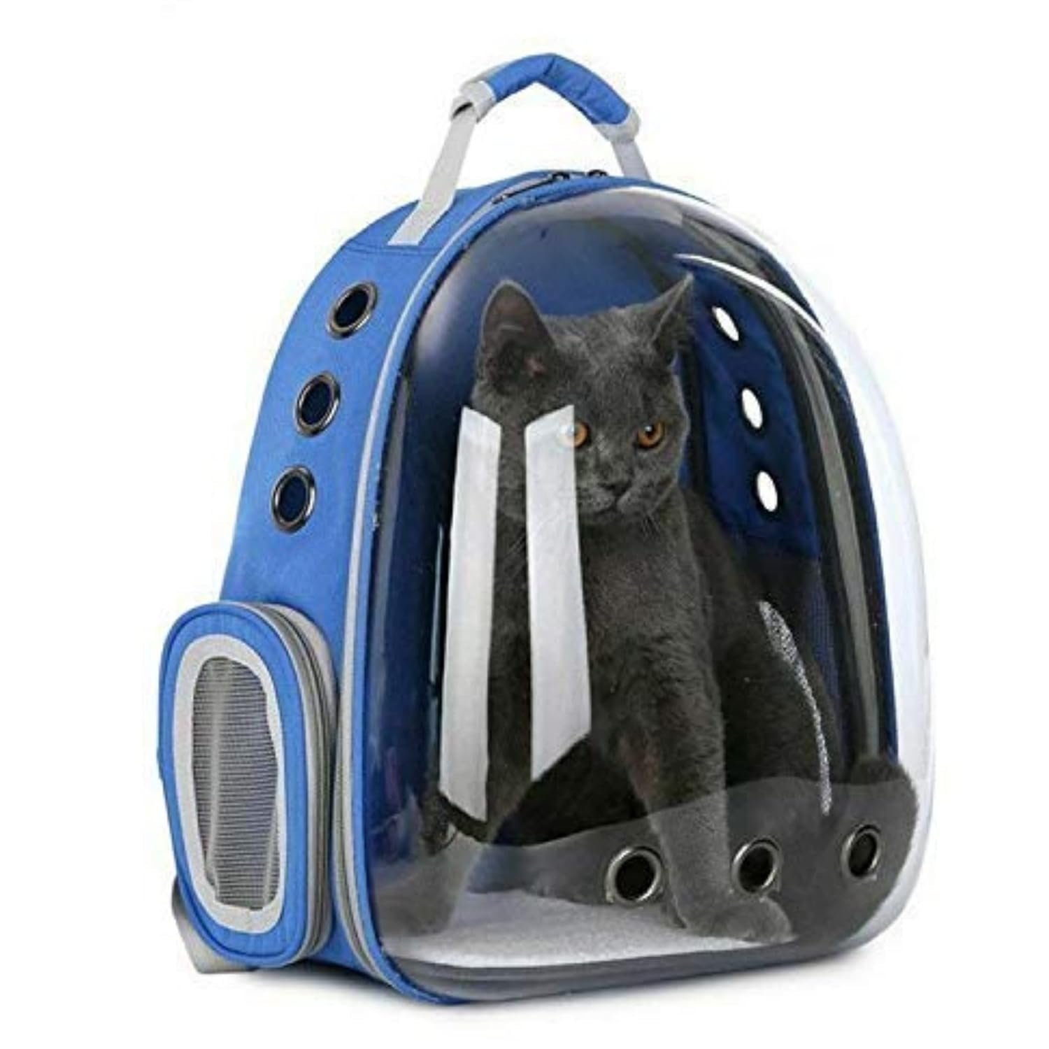 The Pets Company Transparent Capsule Breathable Airline-Approved, Ventilate Carrier Backpack for Travel, Hiking and Outdoor for Cats & Kittens - Royal Blue