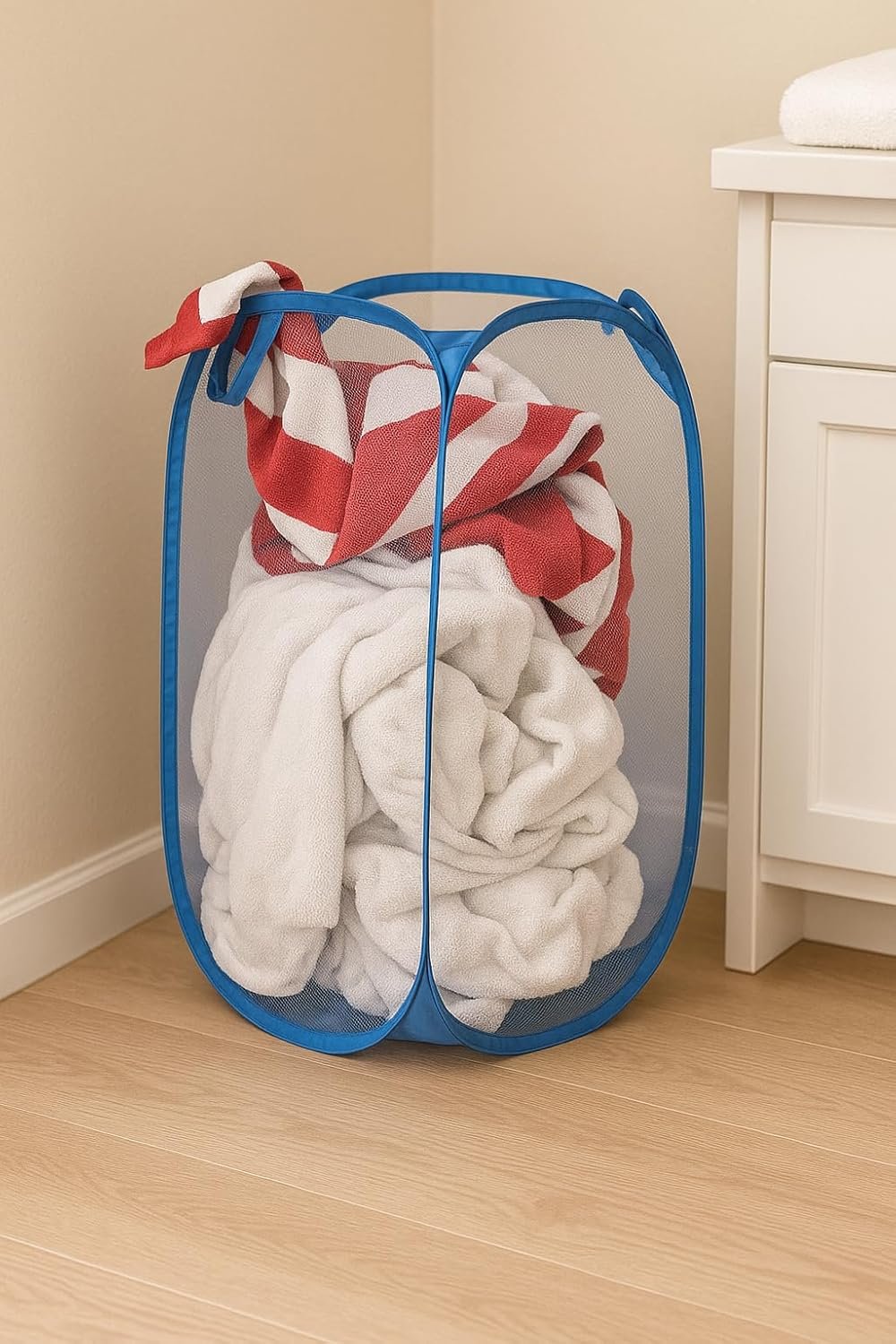 Kuber Industries Nylon Mesh Laundry Basket|Sturdy Material & Durable Handles|Netted Lightweight Laundry Bag (Assorted)