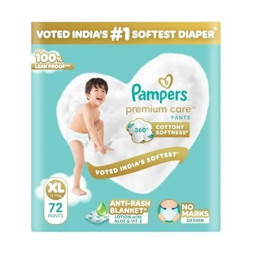 Pampers Premium Care Pant Style Baby Diapers XL 72 Count | N